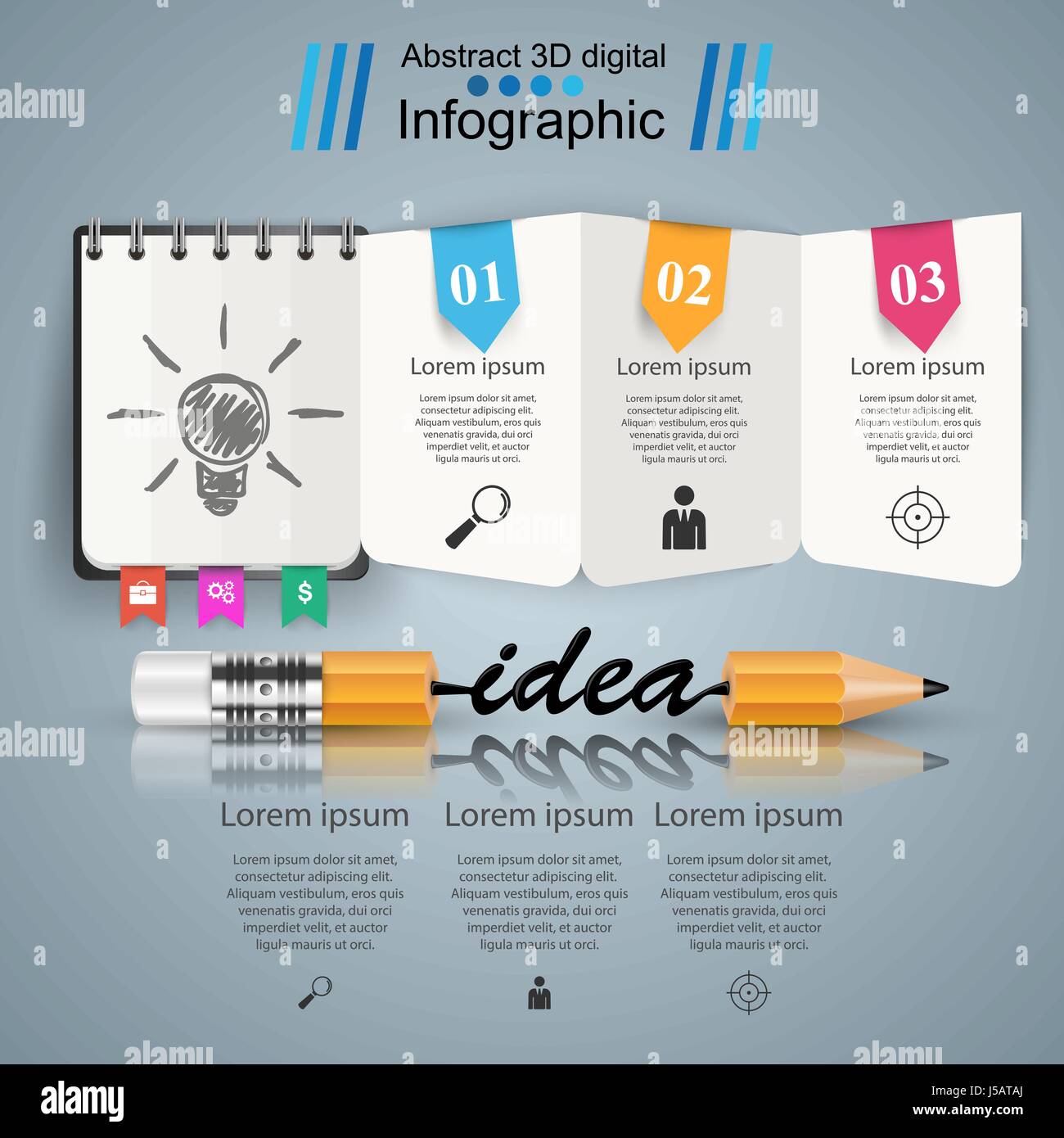 Business Infographics. Pencil icon. Idea illustration Stock Vector ...