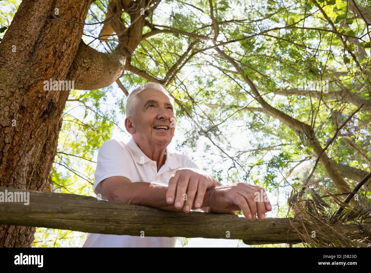 Elderly man leaning on fence hi-res stock photography and images - Alamy