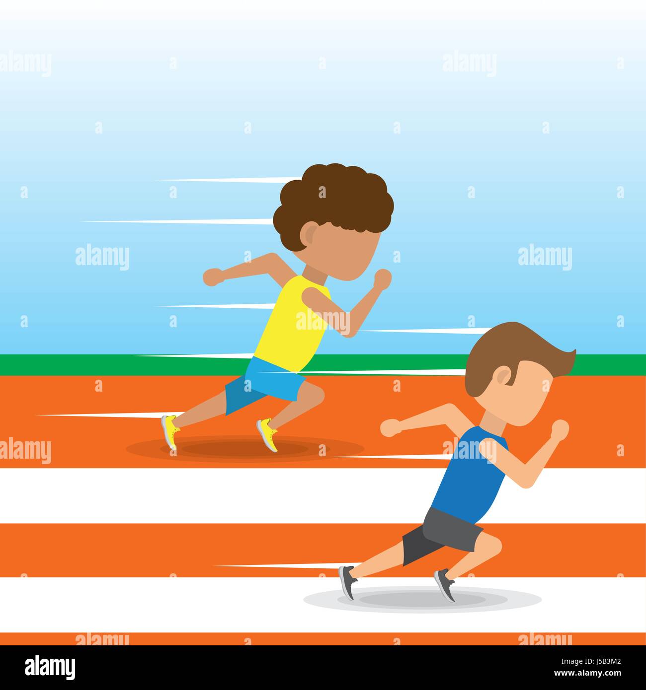 athletes running in competition championship around track Stock Vector