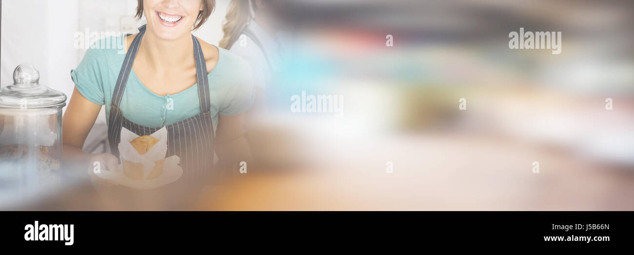 Pretty waitresses working with a smile at the coffee shop Stock Photo