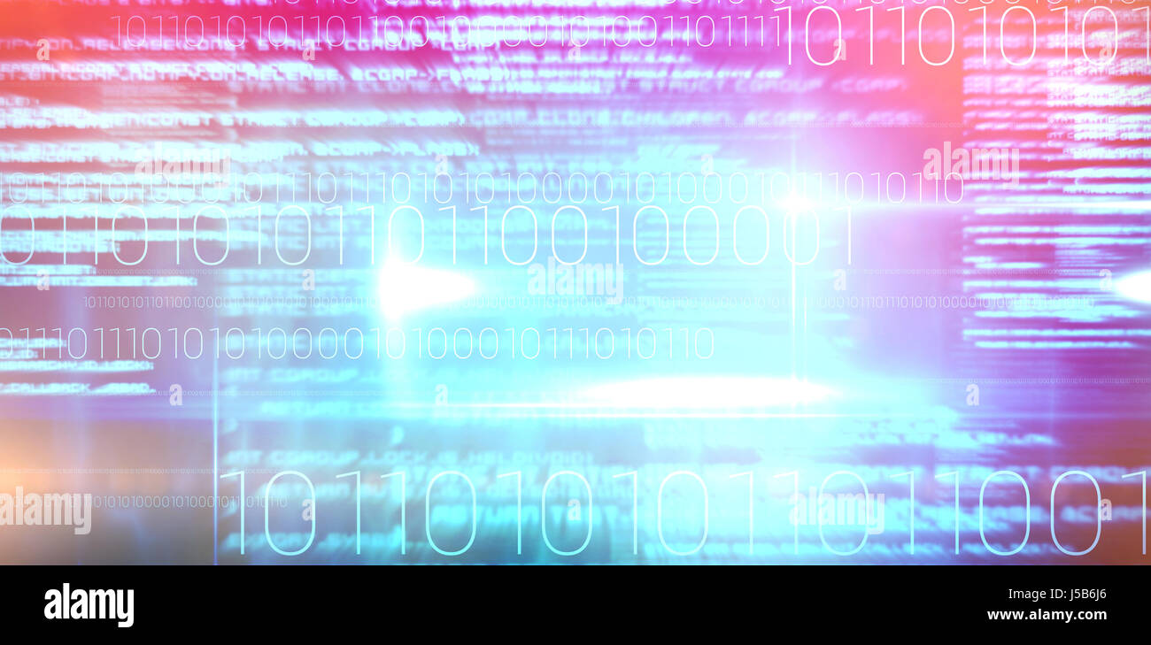Blue technology design with binary code against blue background with ...