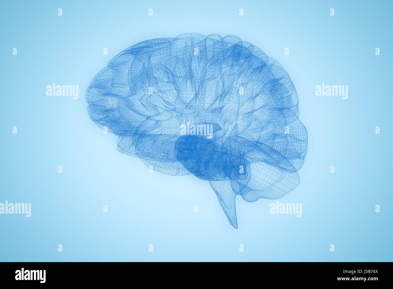3d image of human brain against blue background Stock Photo - Alamy