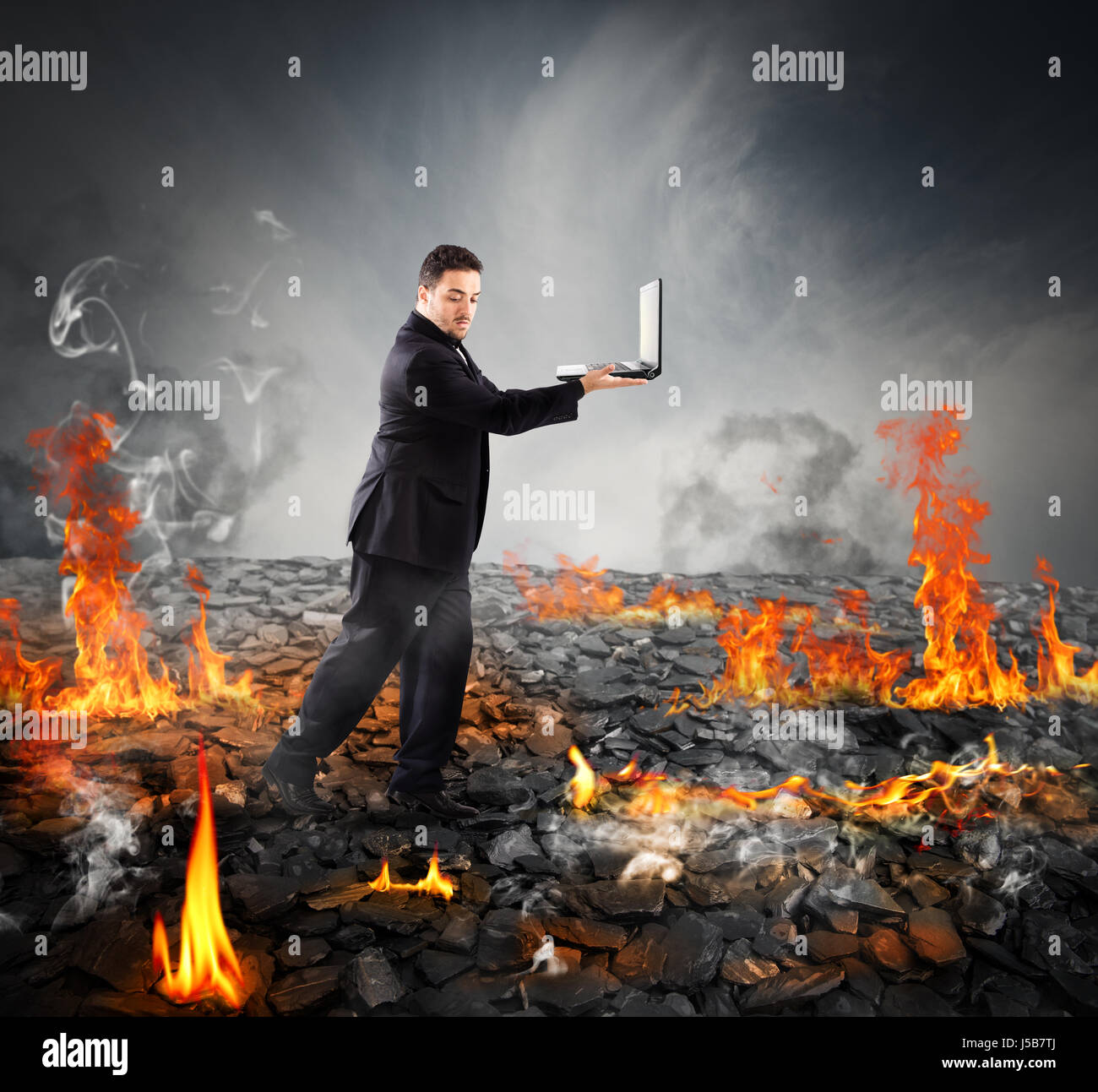 Walking on burning charcoal Stock Photo Alamy