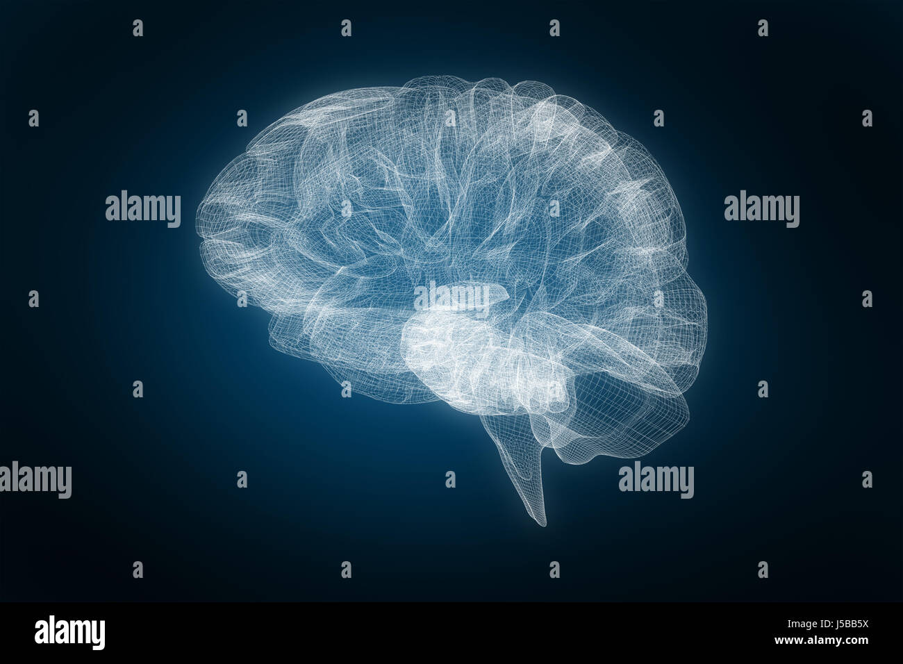 3d image of human brain against blue background with vignette Stock ...