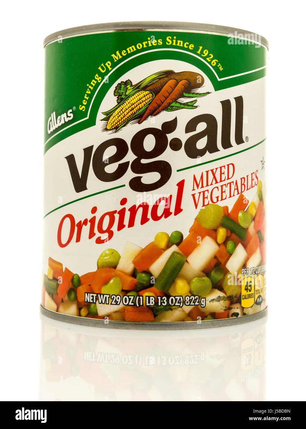 Winneconne, WI 15 May 2017 A can of Allens Veg all original mixed