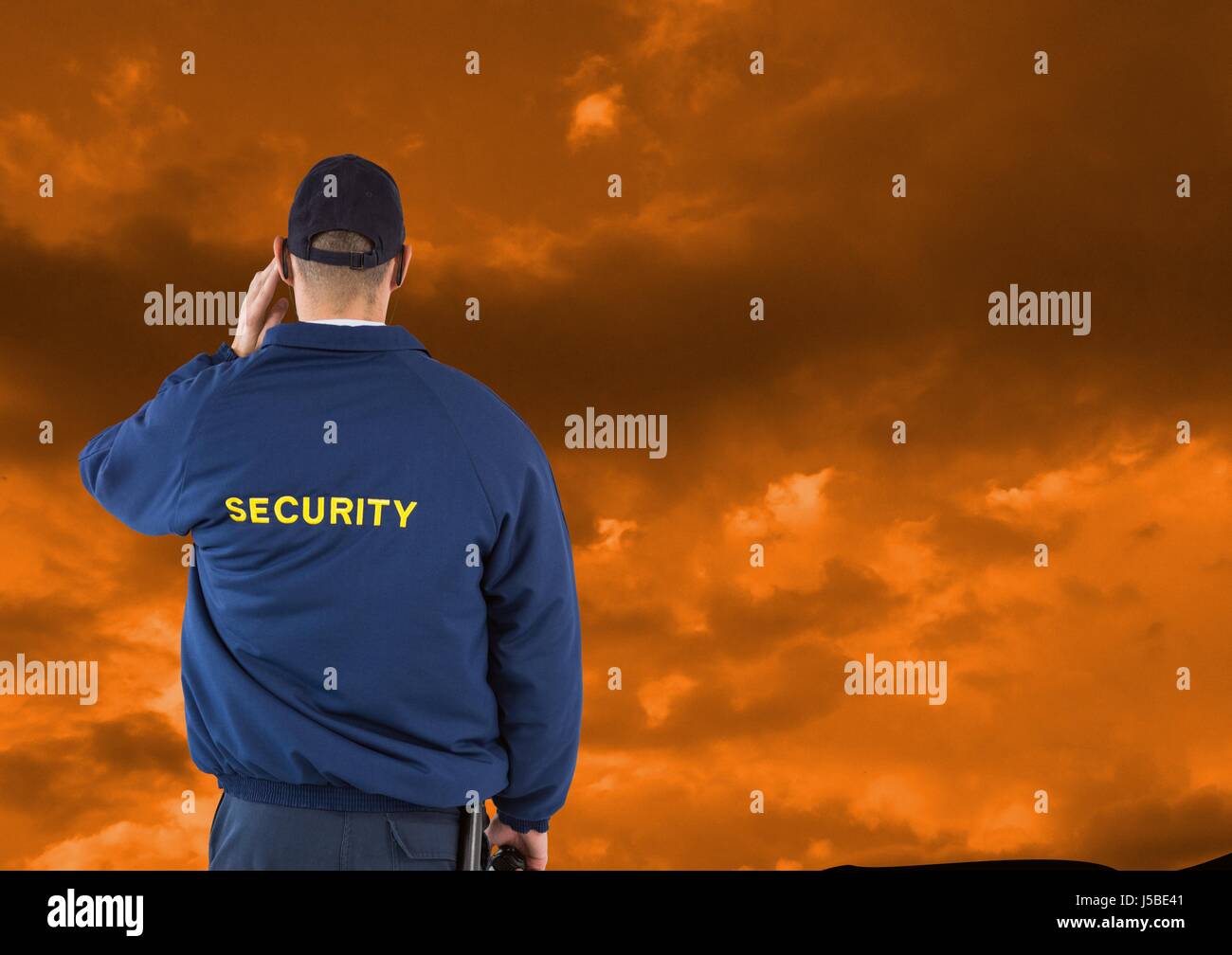 Security Guards Message Happy text message rear view hi-res stock photography and images - Alamy