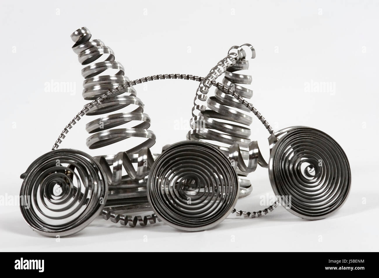 tower silver pyramid metal physiques spiral gobbled wire twisted abstract Stock Photo