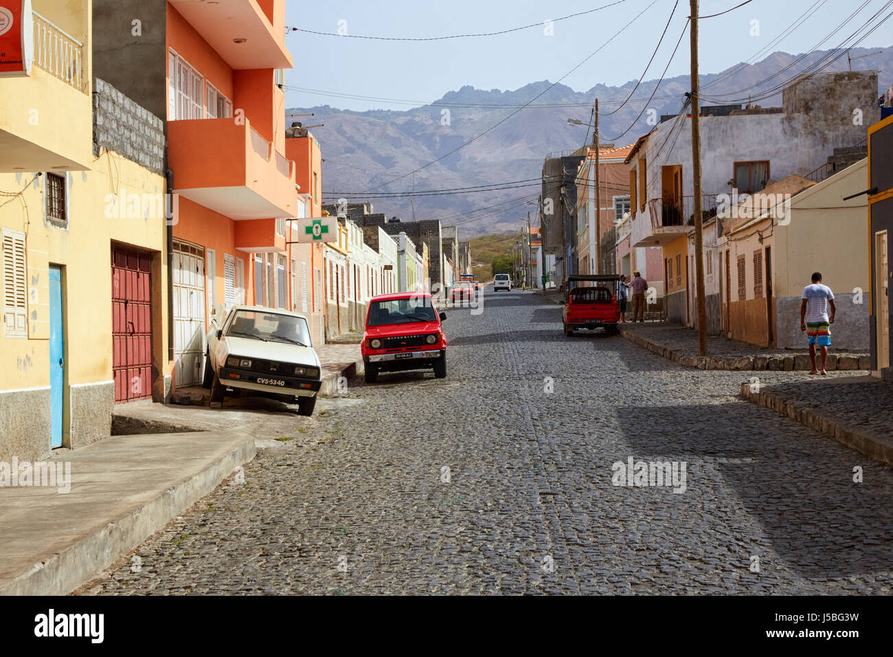Street in Porto Novo, Santo Antao (Santo Antão), Cape Verde (Cabo Verde), Africa Stock Photo