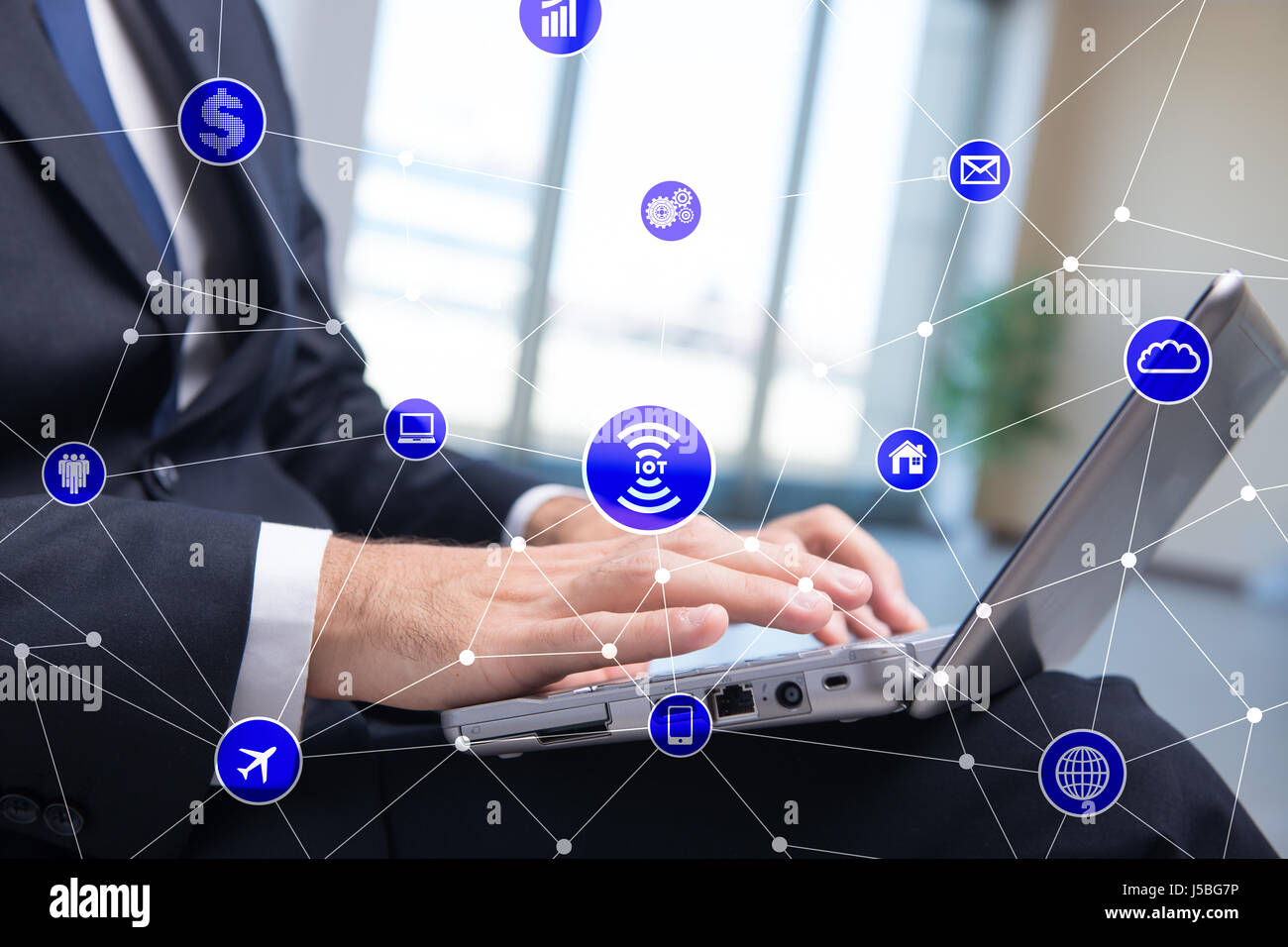 Internet of things concept with businessman Stock Photo - Alamy