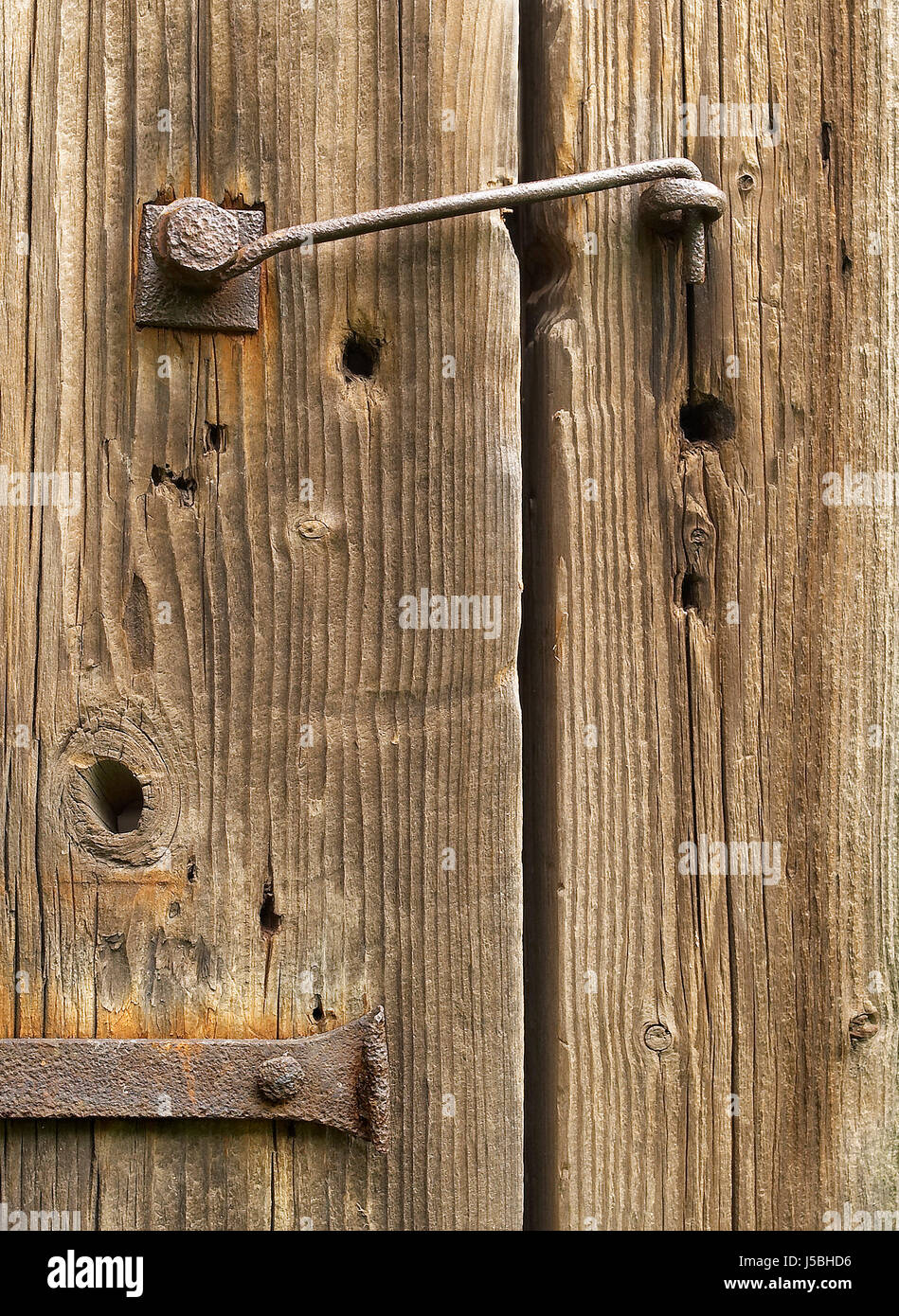 detail wood goal passage gate archgway gantry detail admission iron ailing Stock Photo