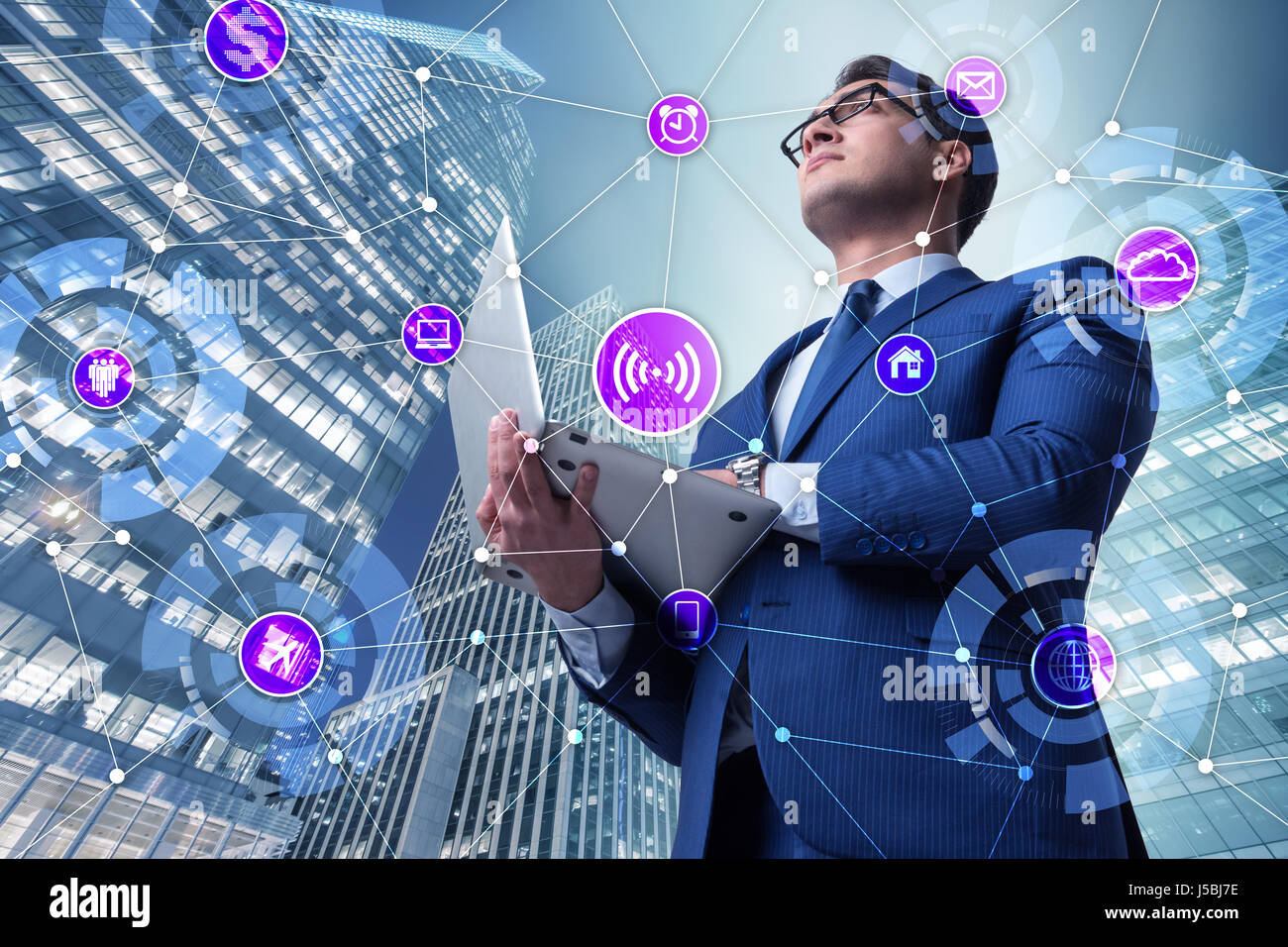 Internet of things concept with businessman Stock Photo - Alamy