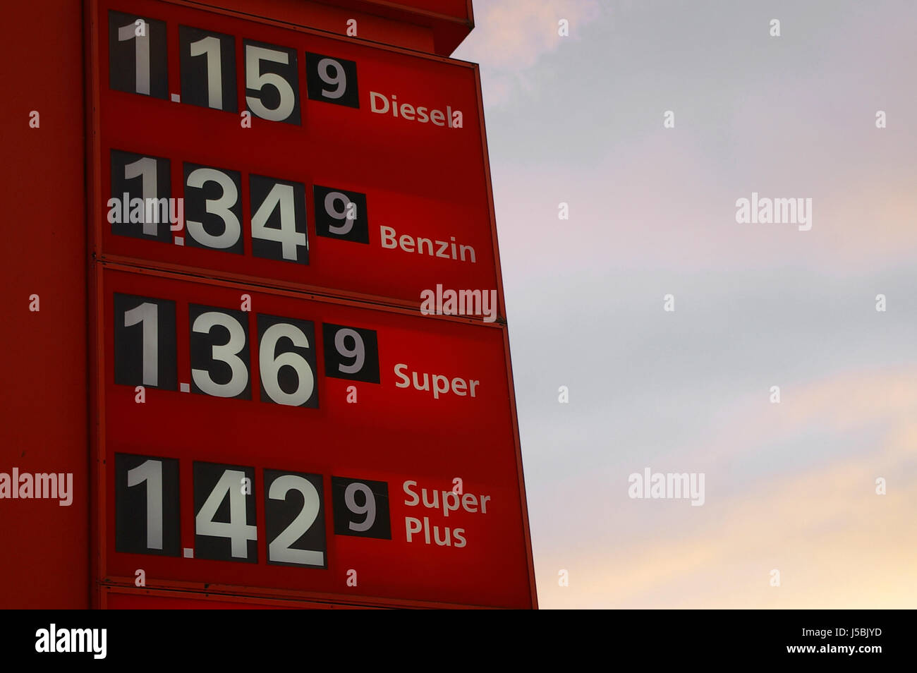 cost current May diesel to fuel price super first class gasstation filling Stock Photo