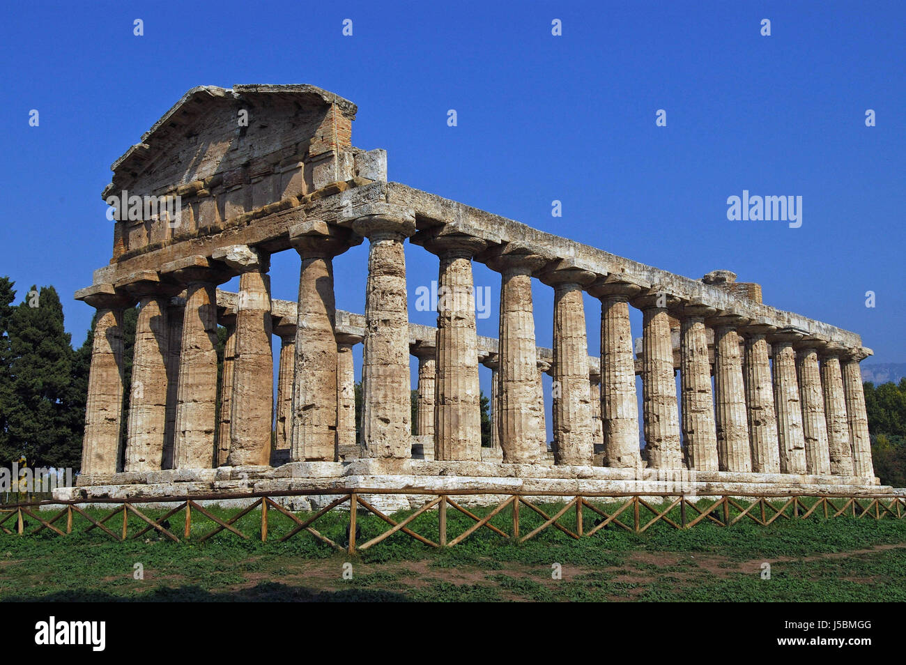 temple of athena in the greek temple in paestum Stock Photo