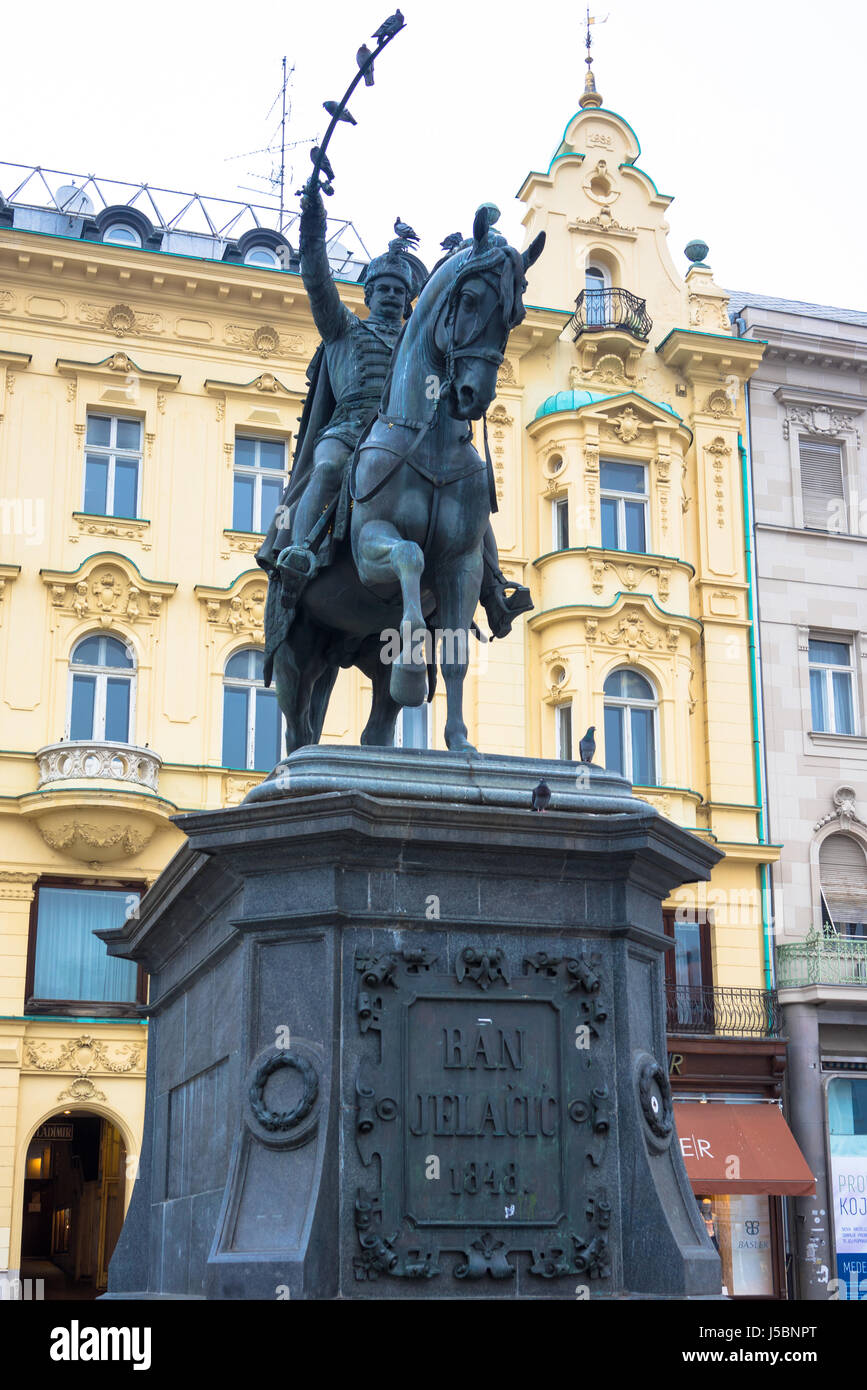 Ban Jelačić monument, main square, Zagreb, Croatia Stock Photo