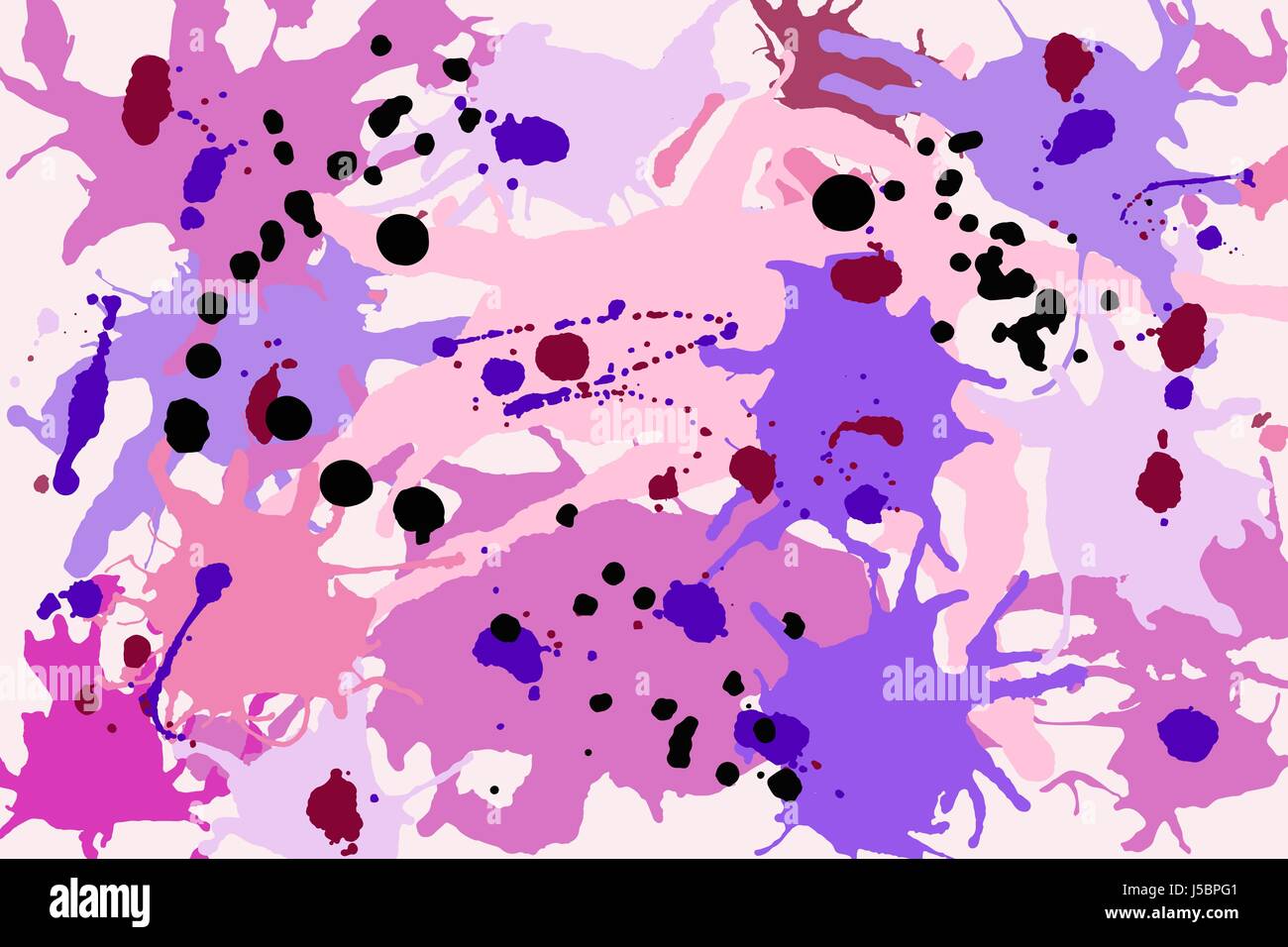 Pink maroon purple lilac ink paint splashes vector colorful background Stock Vector