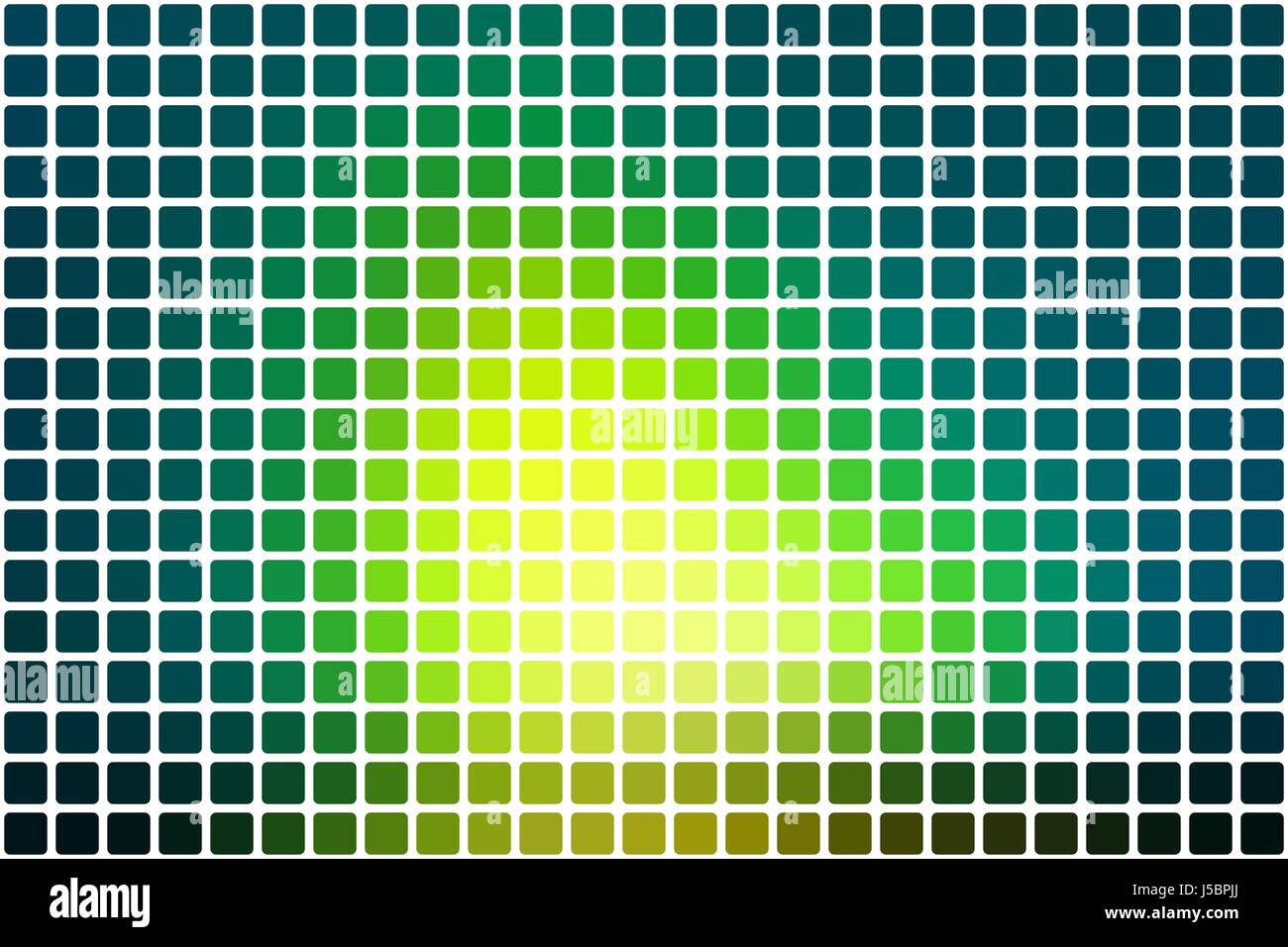Bright yellow green vector abstract mosaic background with rounded corners square tiles over white Stock Vector