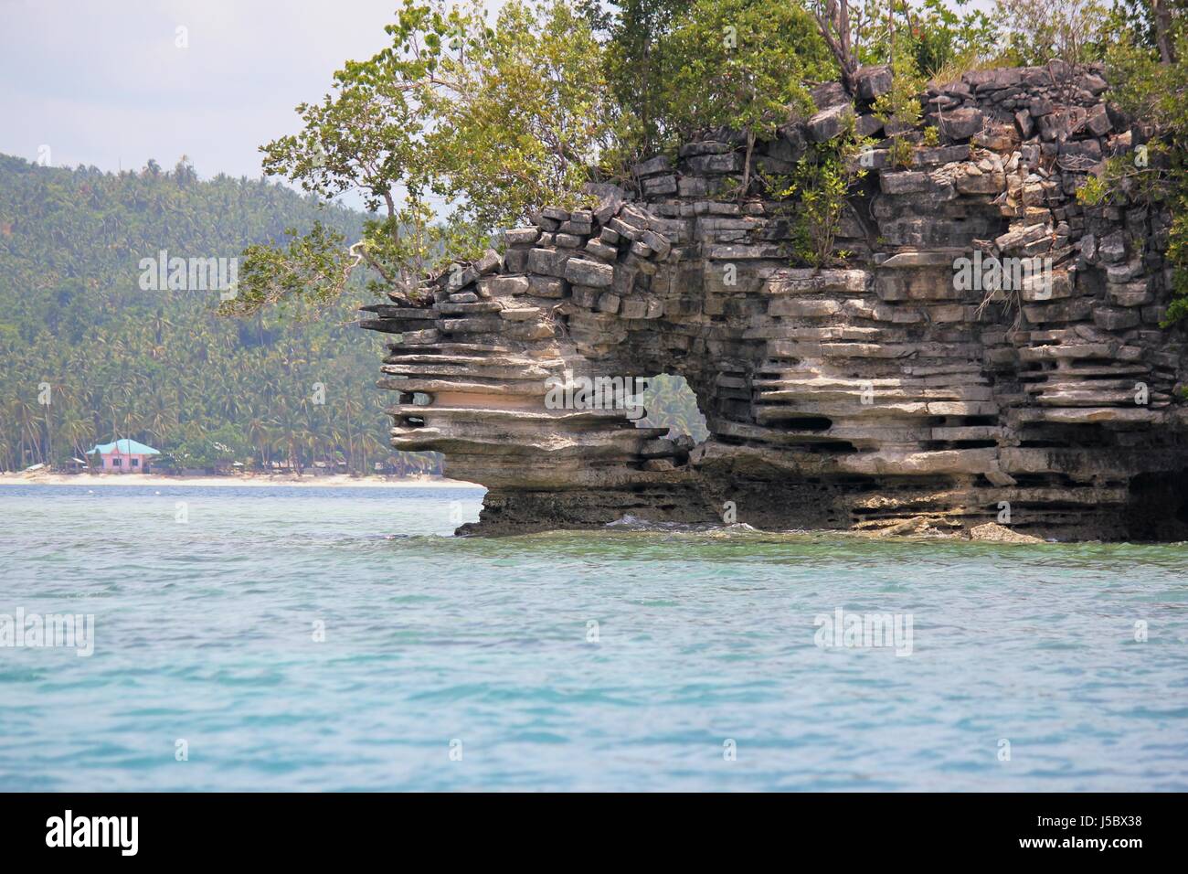 A beautiful pile of stones in an islet in Cantilan, Surigao del Sur, southern Philippines. Stock Photo