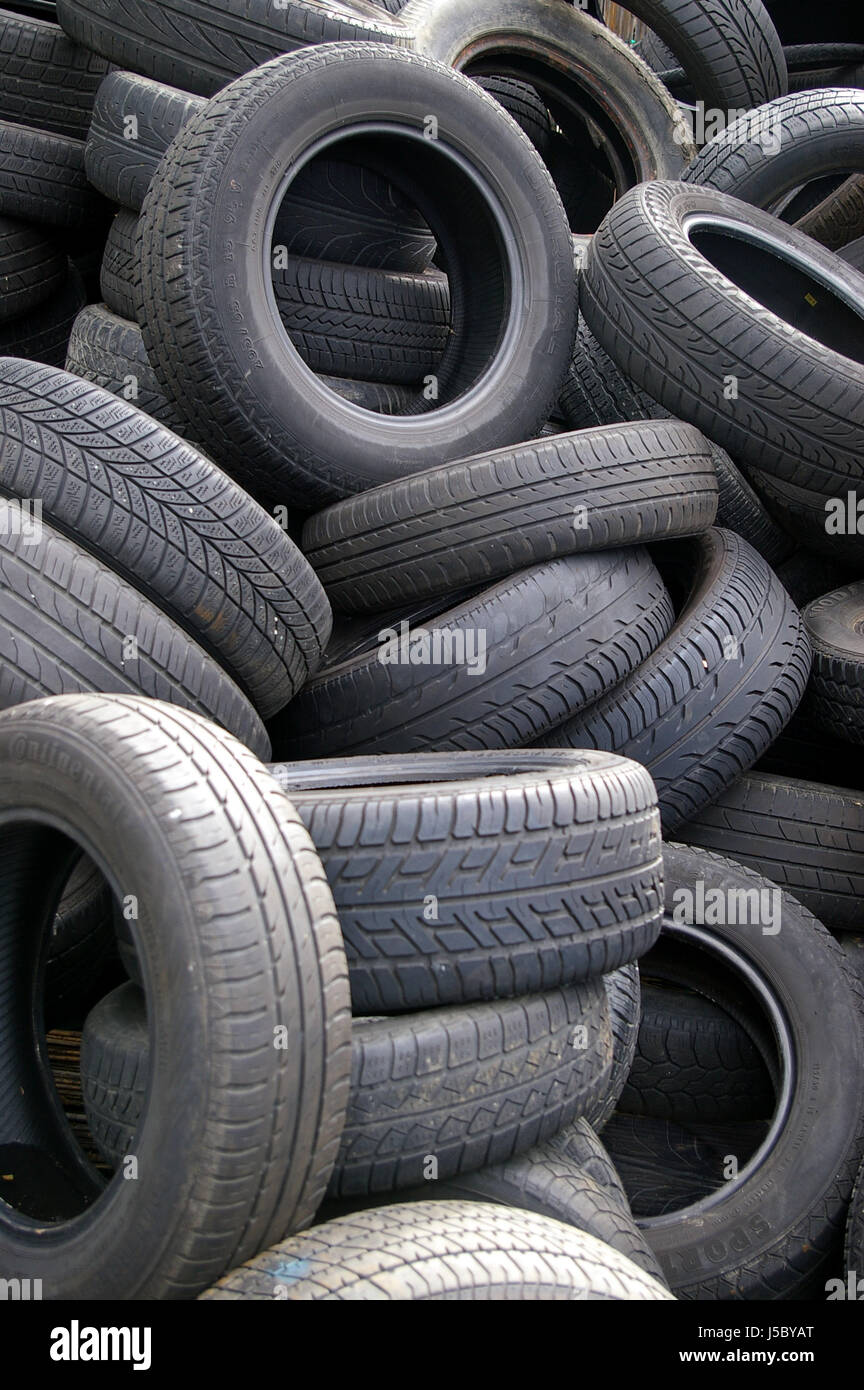 energy power electricity electric power trash raw material snow tyre mull Stock Photo