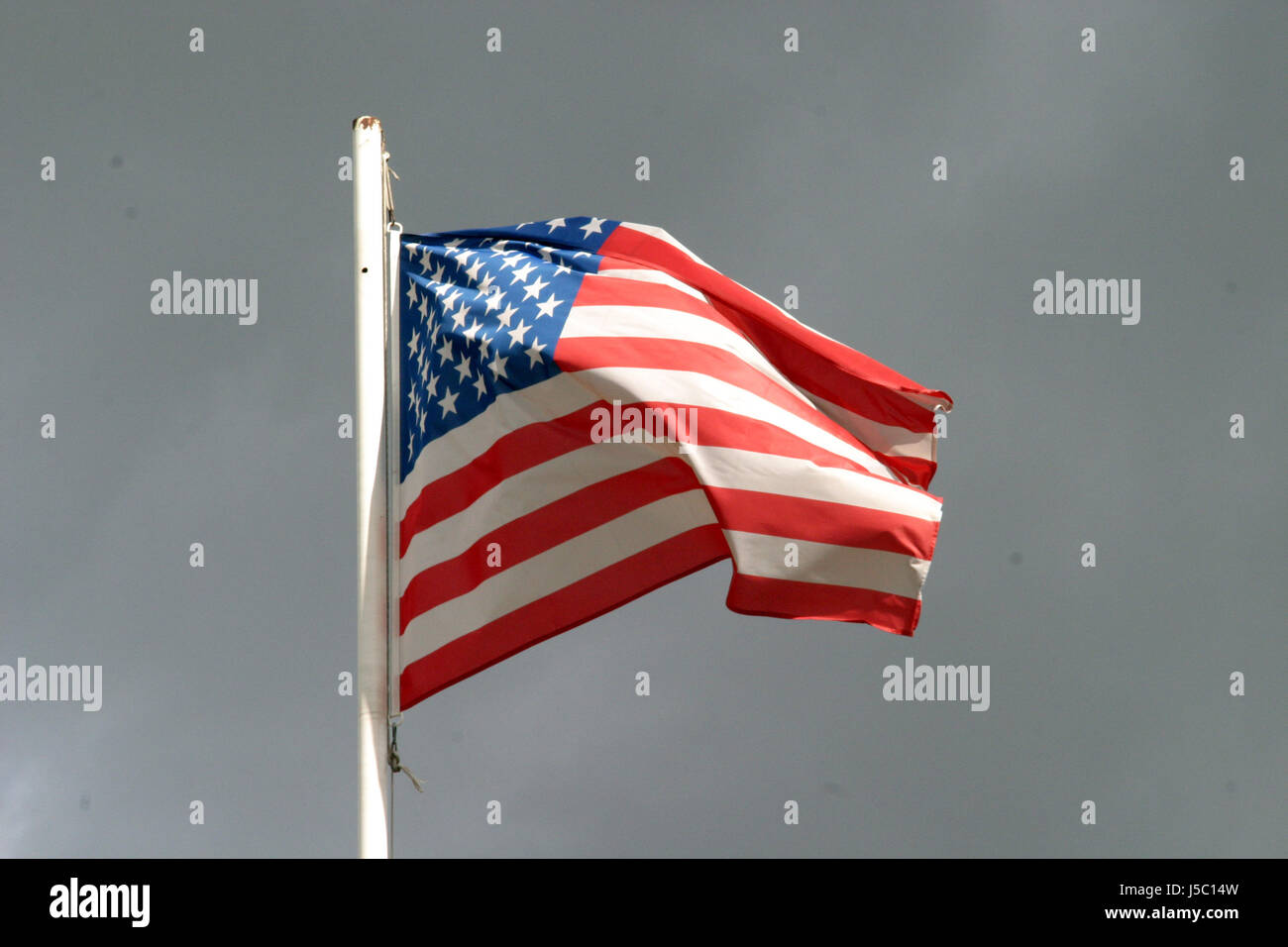 usa masts flags worldwide flagstaff flagstaffs international fatten Stock Photo