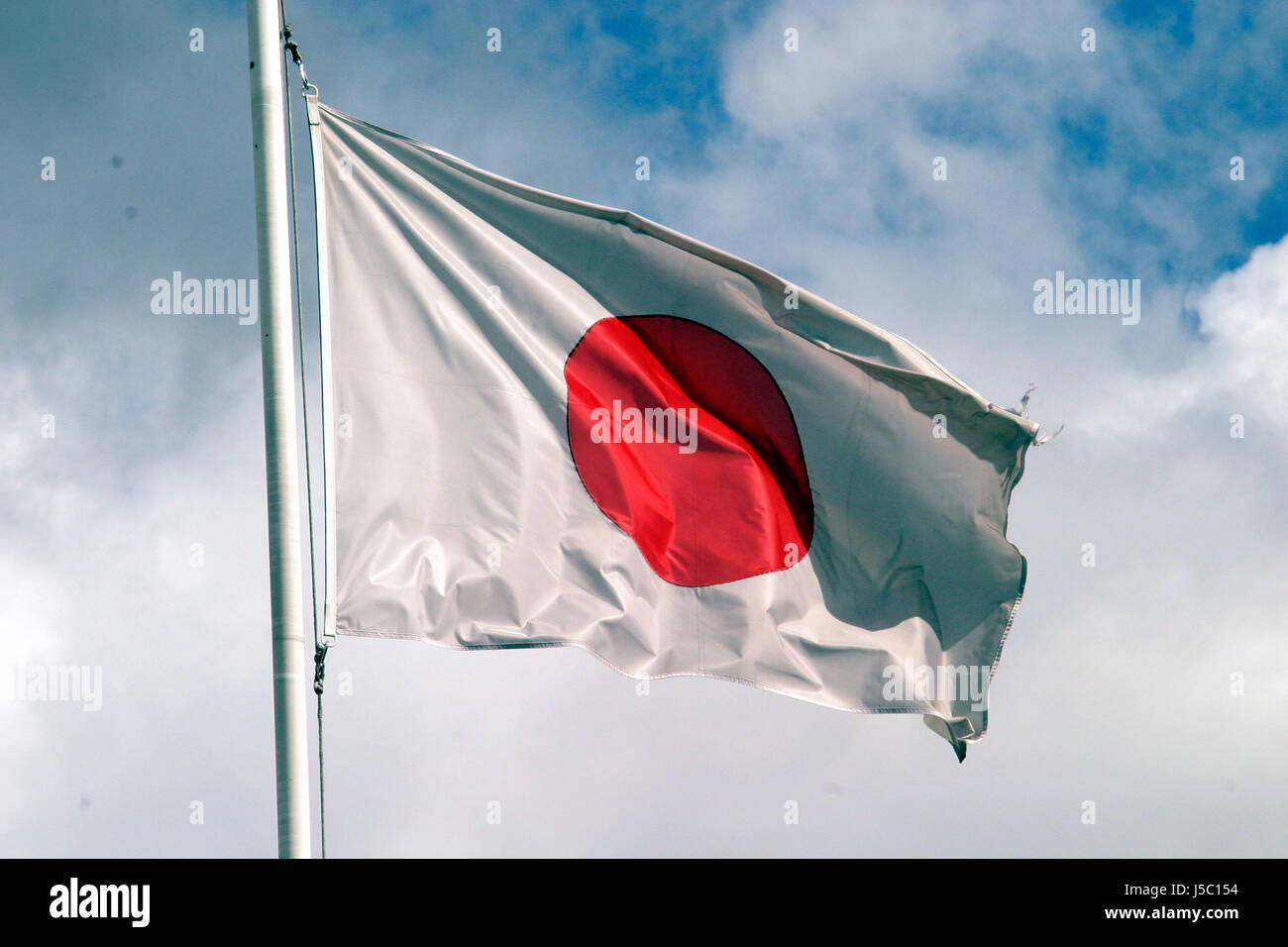 masts flags japan worldwide flagstaff flagstaffs international fatten Stock Photo