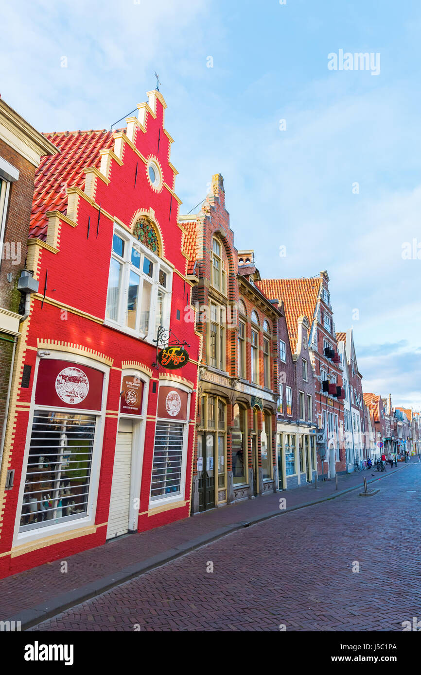 Hoorn, Netherlands October 08, 2016 street with historical row