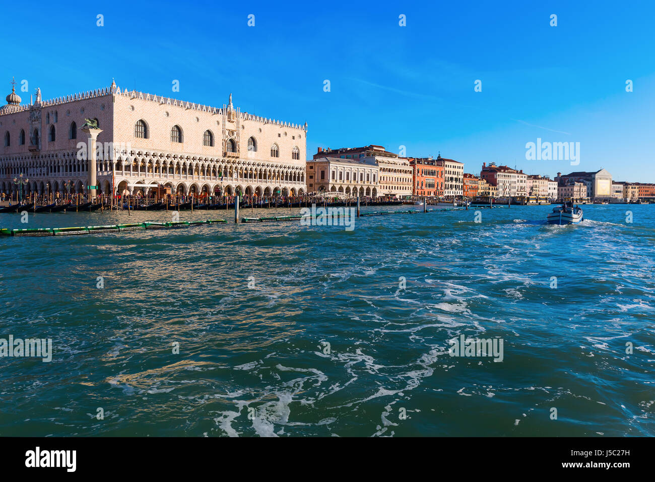 Venice, Italy - February 25, 2017: panorama of Venice seen from lagoon ...