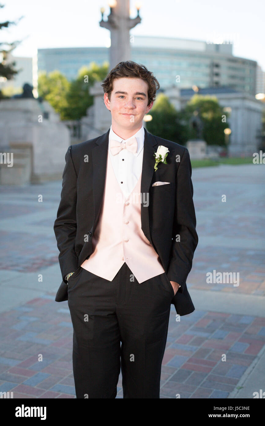 Teenager dressed in tuxedo for his first prom Stock Photo - Alamy