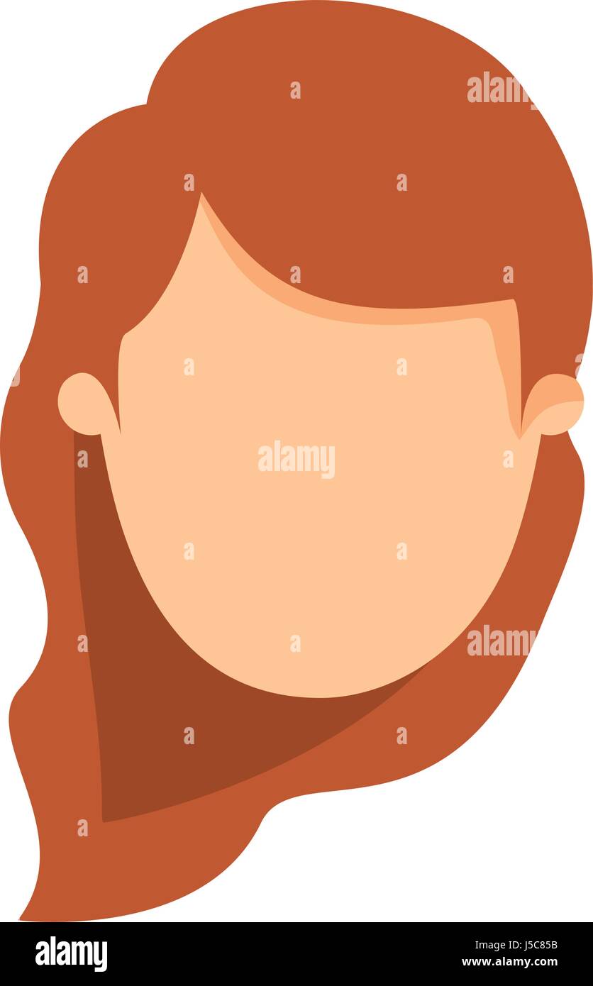 Colorful Image Caricature Front View Faceless Woman With Brown