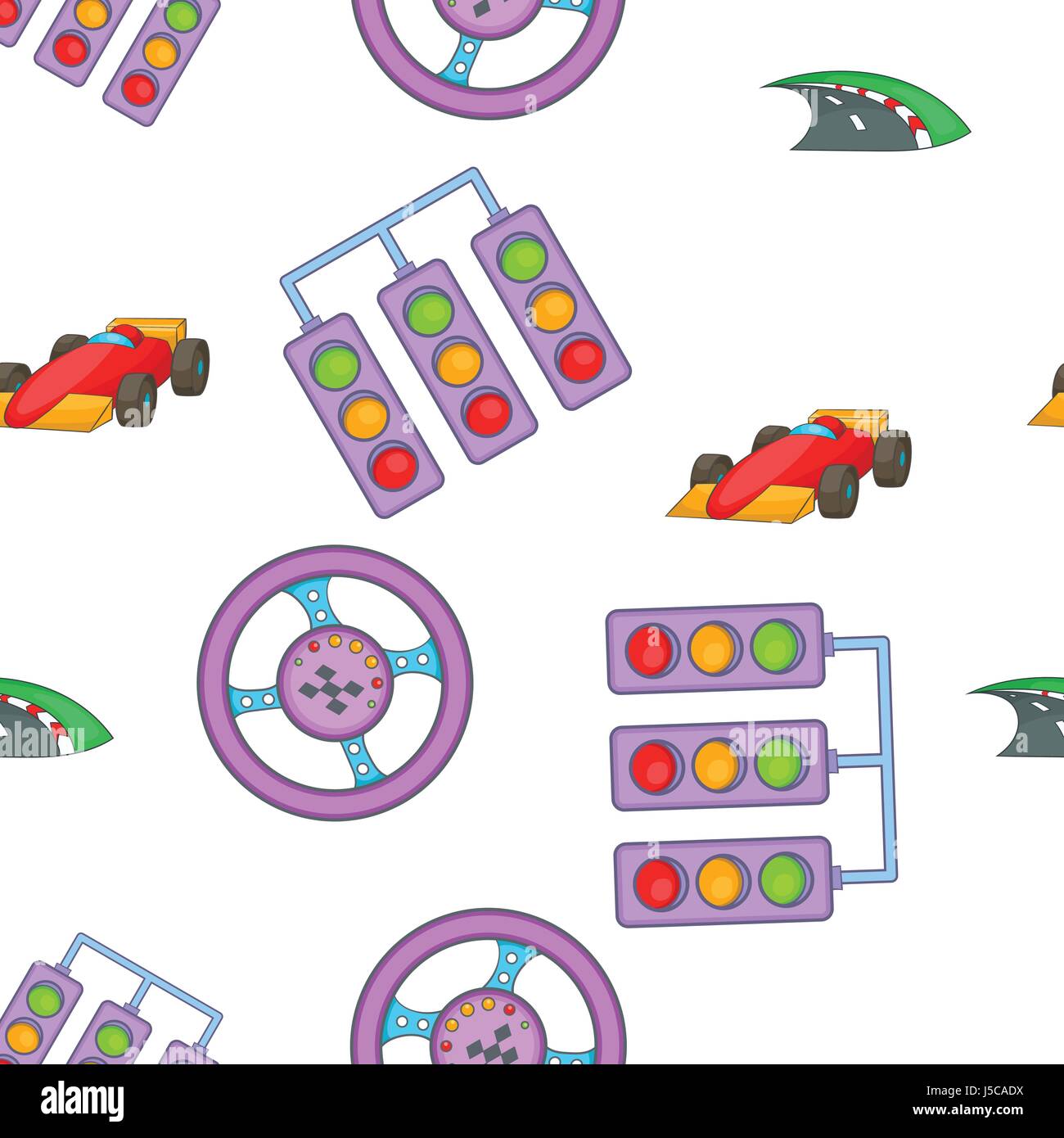 Car race pattern. Cartoon illustration of car race vector pattern for ...