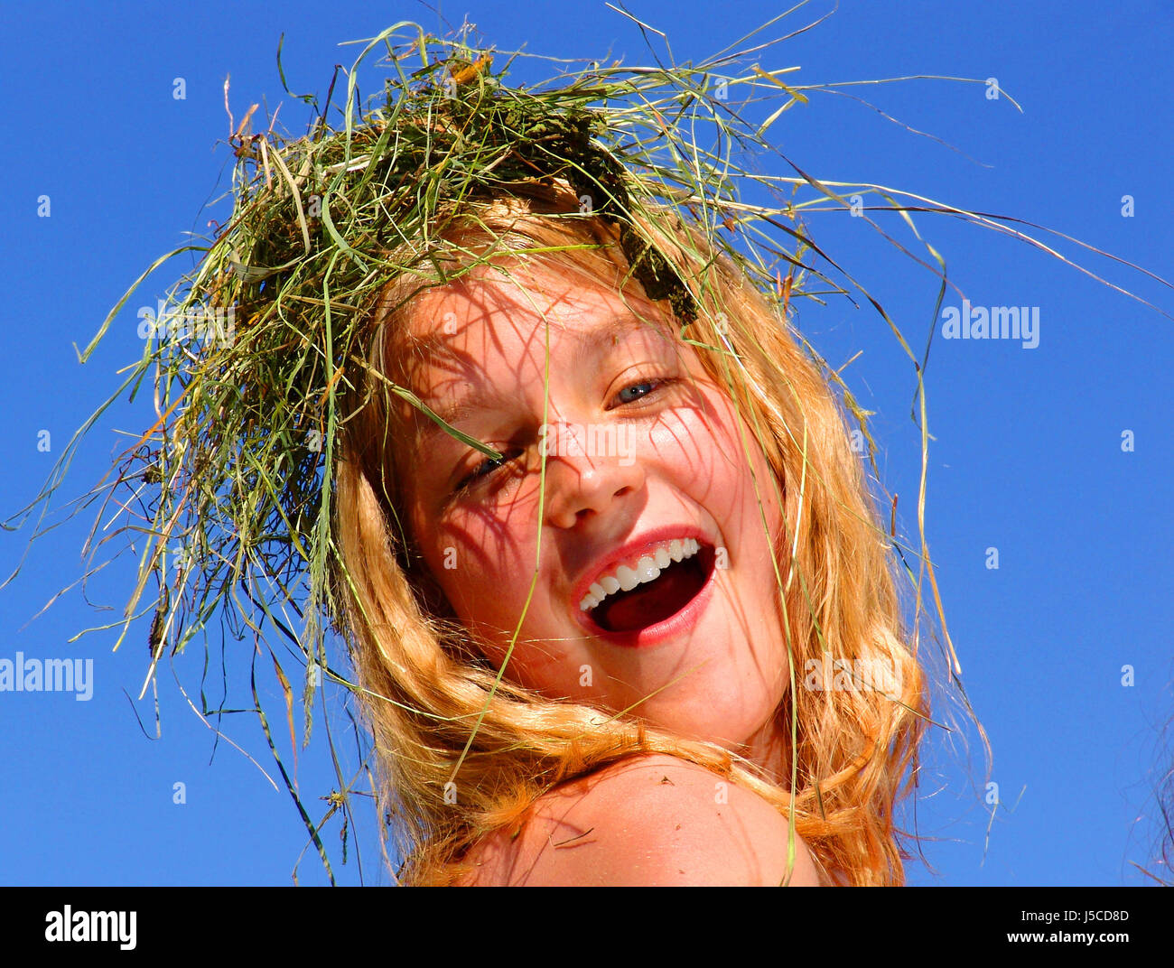 blue laugh laughs laughing twit giggle smile smiling laughter laughingly Stock Photo