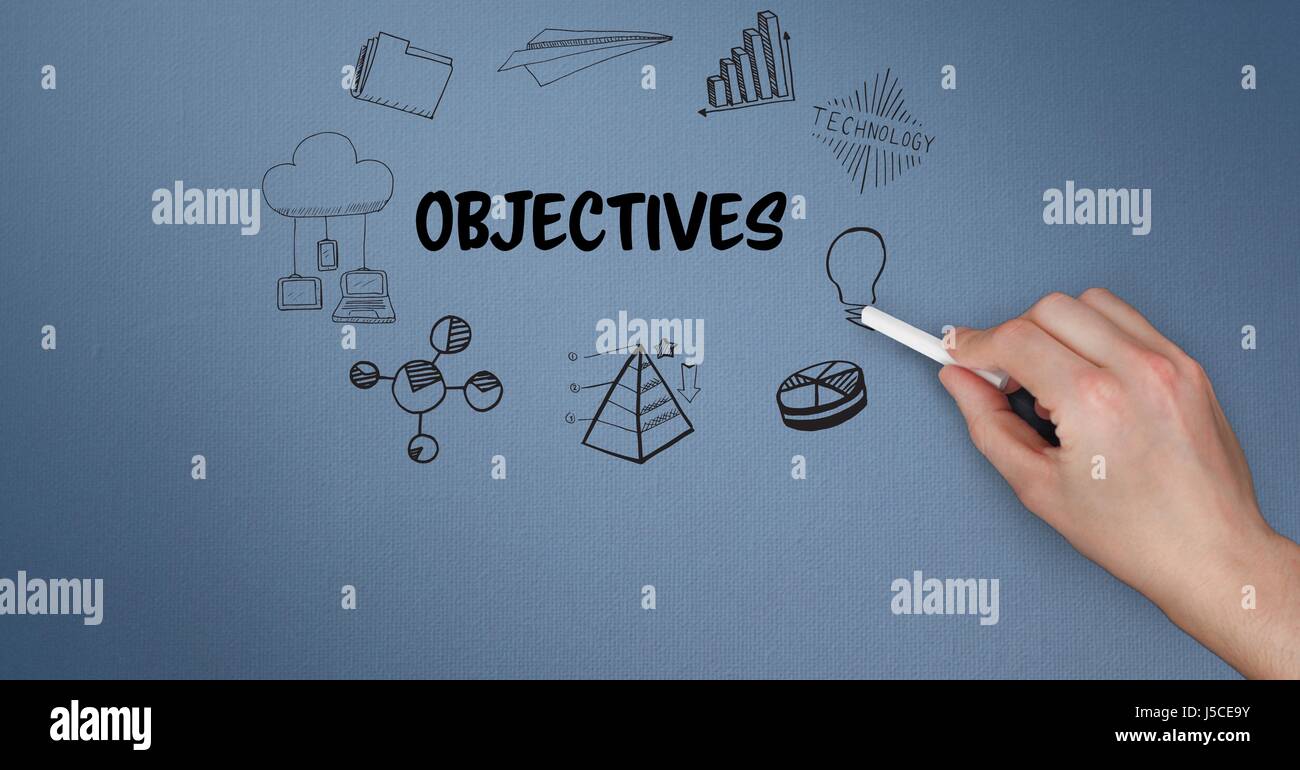Digital composite of Hand drawing objective icons Stock Photo Alamy