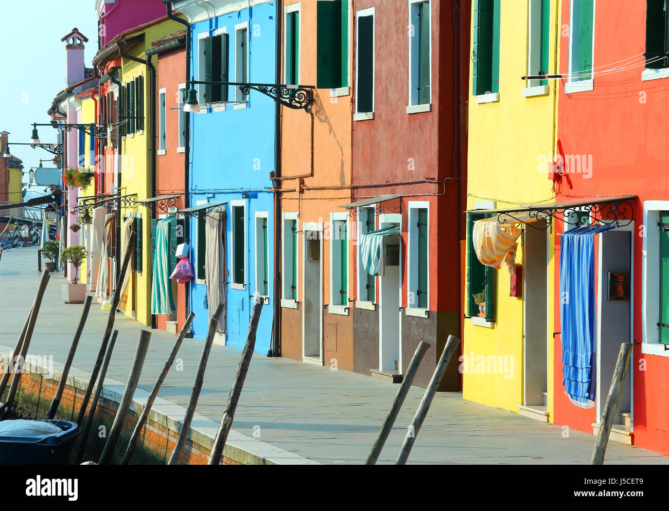 Colorful houses in the island of Burano near Venice in Italy in summer ...