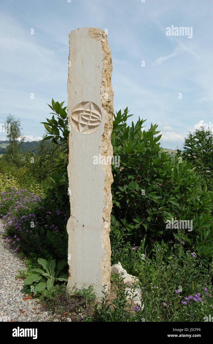 jurakalkstele geomantie lithopunktur rttihubelbad pogacnik kosmogramm stele Stock Photo