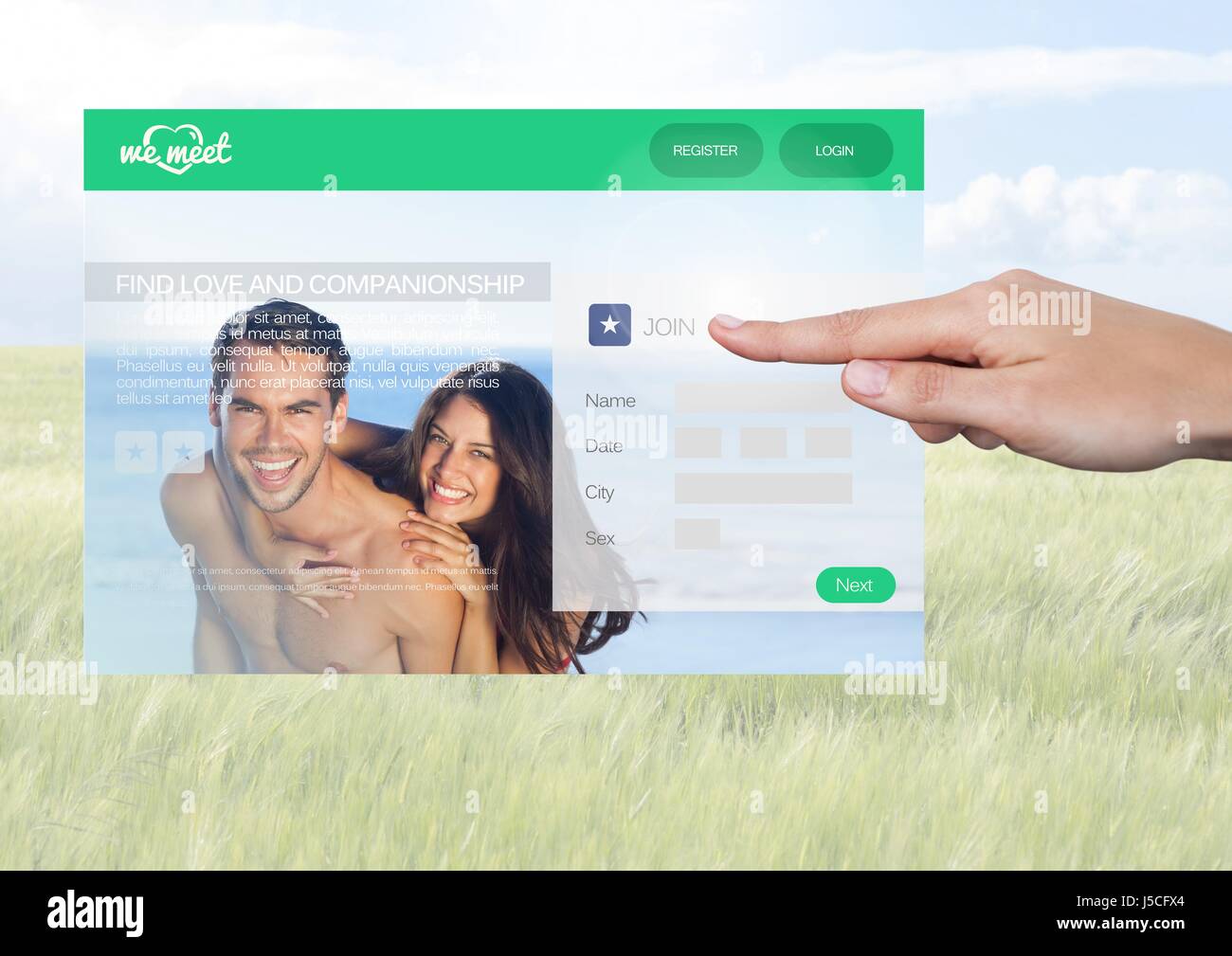 Touch Dating App Digital composite of Hand touching a Dating App Interface Stock Photo ...