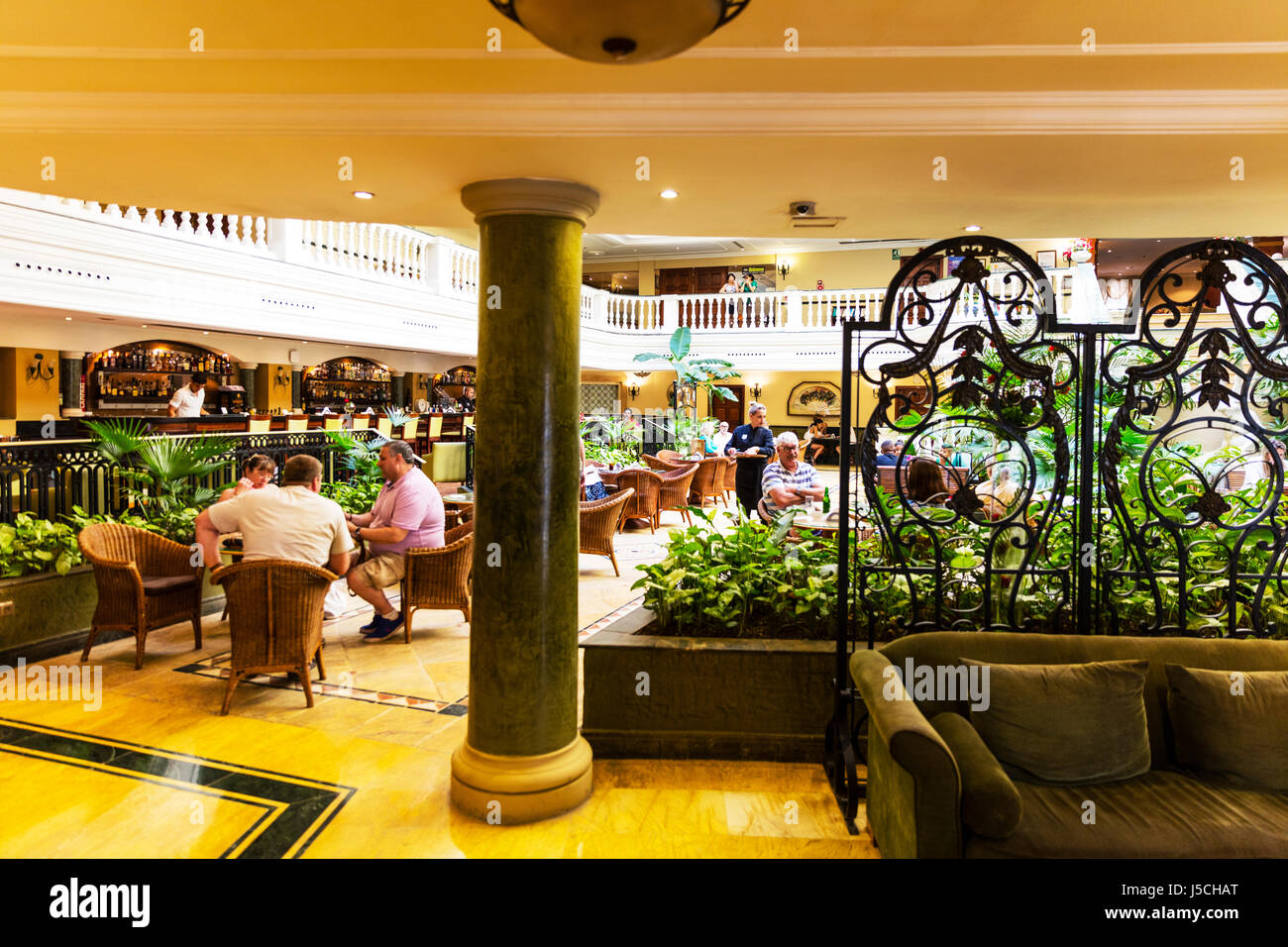 Inside Parque Central Hotel Havana Cuba Cuban Hotel Cuban hotels La Habana Parque central interior bar area Havana Hotel Cuba Stock Photo