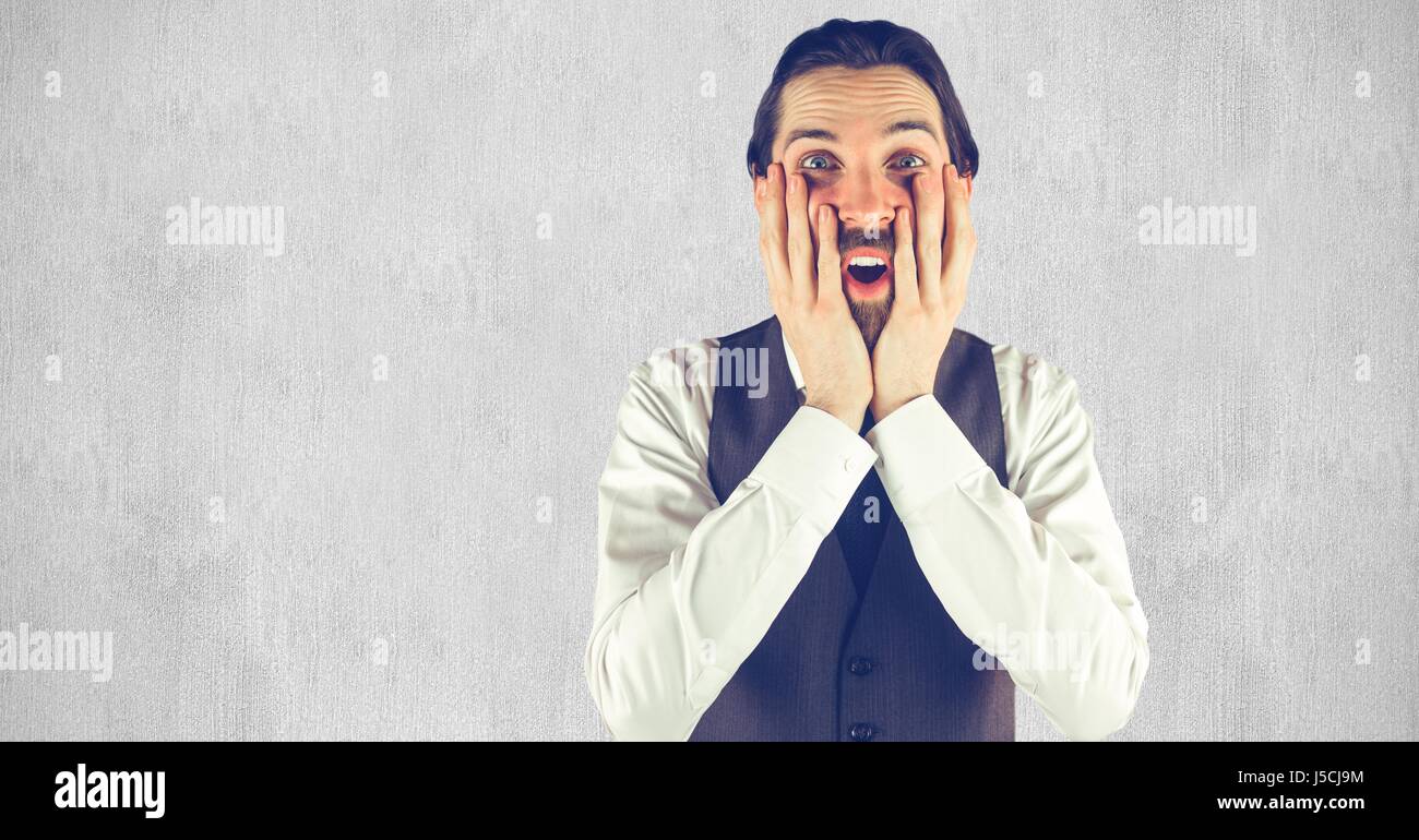 Shocked black man touching face hi-res stock photography and images - Alamy