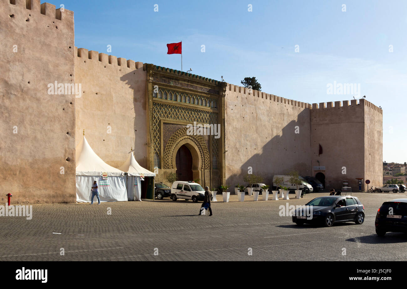 Bab El Mansour Gate to the Medina, Meknes, Morocco Stock Photo