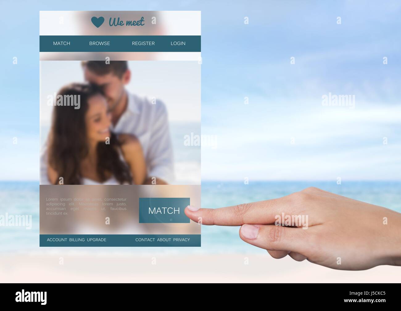 Touch Dating App Digital composite of Hand touching a Dating App Interface Stock Photo ...