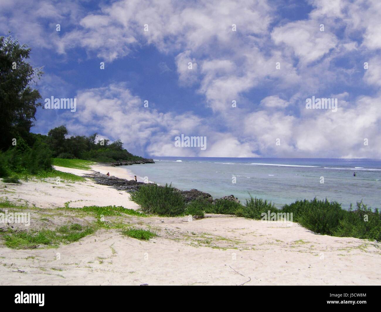 Beachline of Star Sands, Tinian, Northern Mariana Islands. Stock Photo