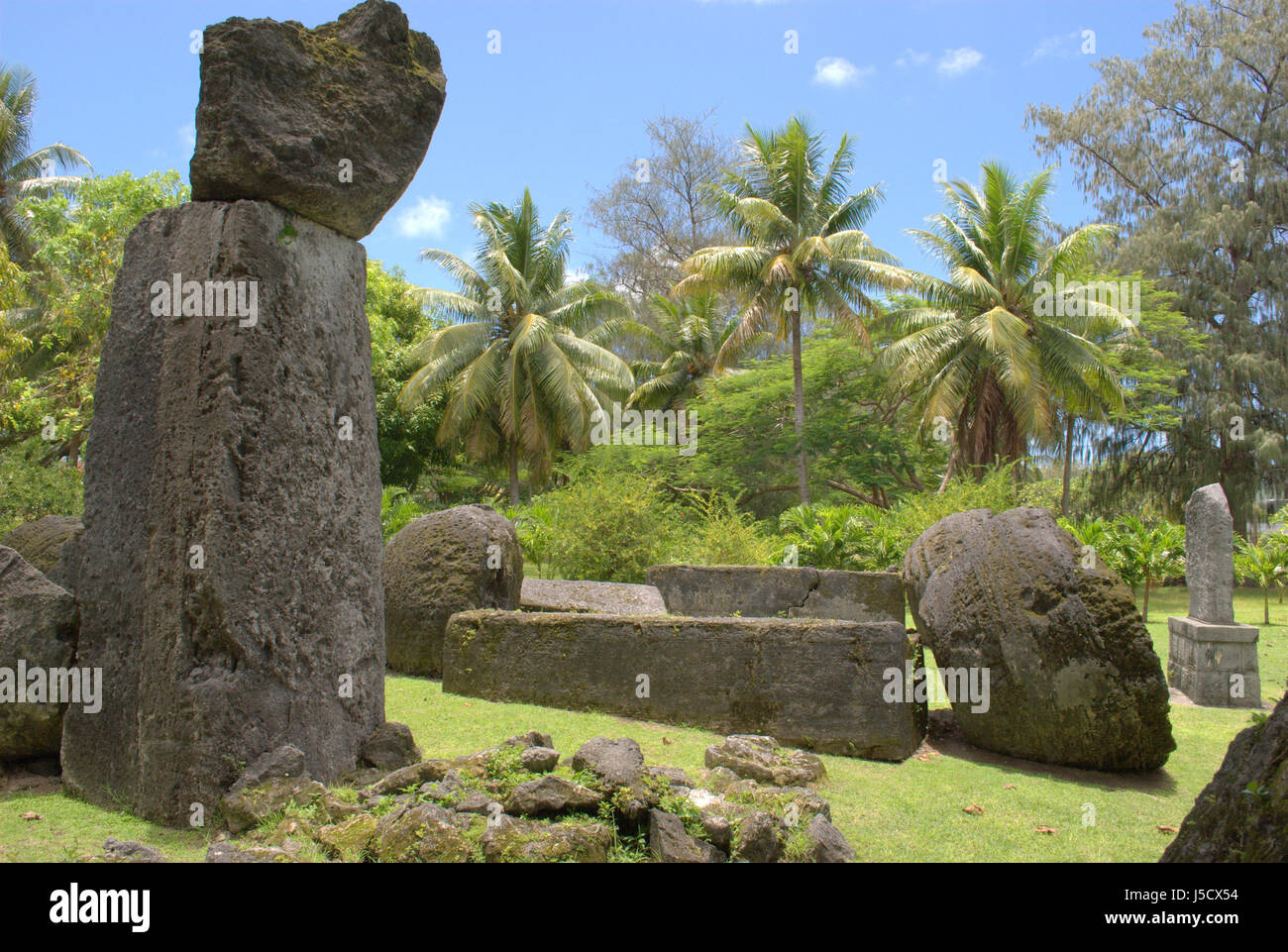 House of Taga, An archeological site named after a mythological chief Taga. It is located in San Jose village, Tinian, Northern Mariana Islands. Stock Photo