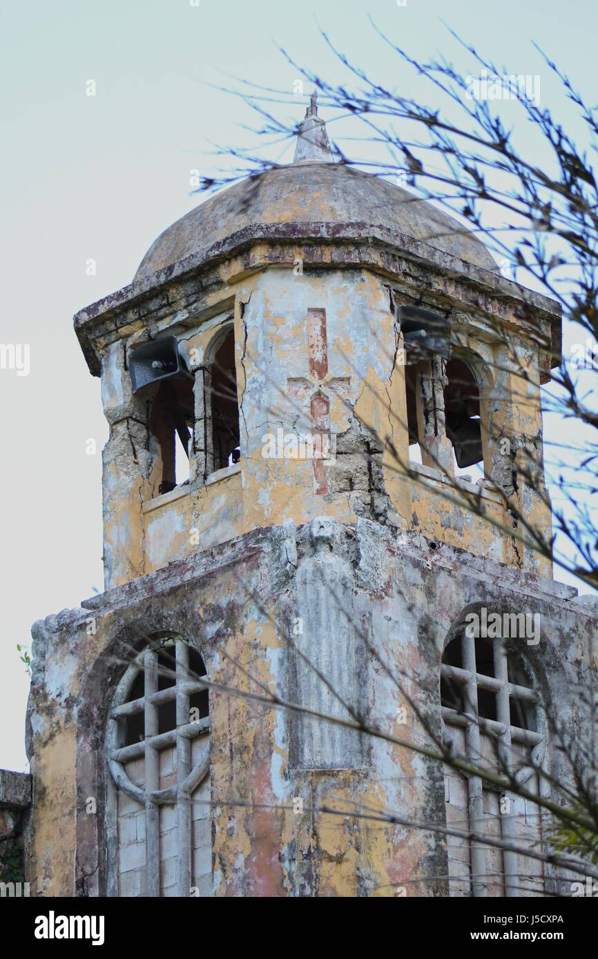 Ruins of San Jose Church Tower, Close-up Tinian, Northern Mariana Islands Stock Photo