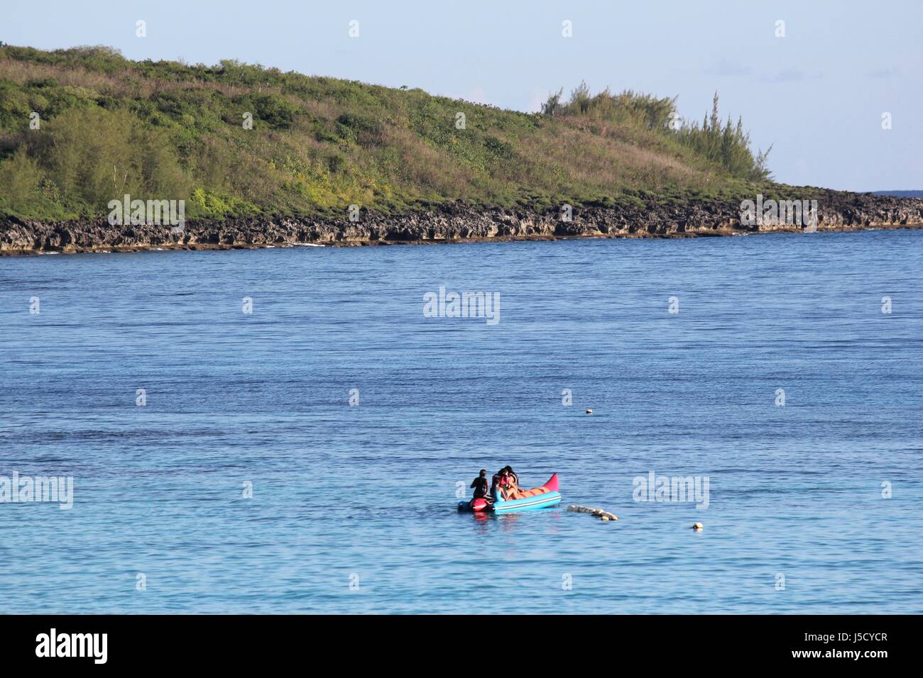 Tinian, Northern Mariana Islands August 2016 A banana boat floats in