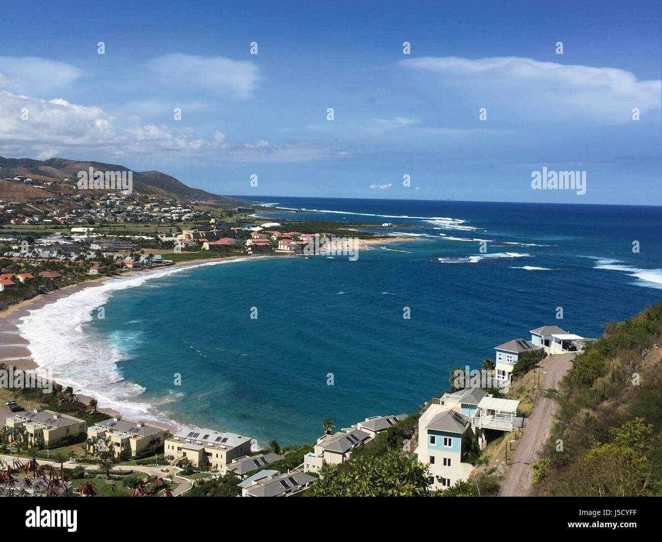 View of Frigate Bay, one of the two bays in the southeast of Basseterre. Stock Photo
