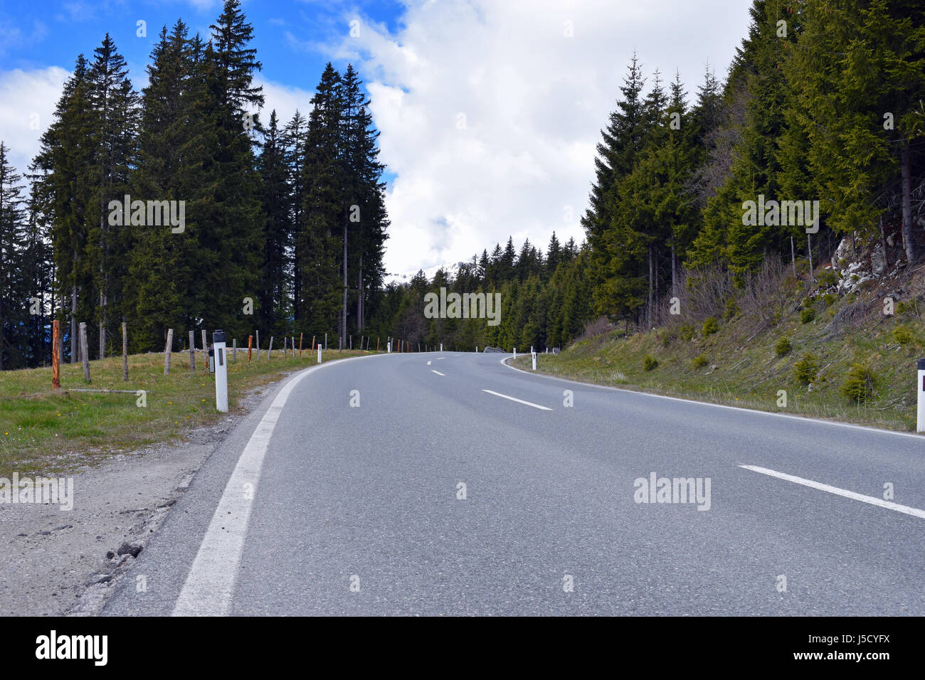 High altitude road in Austrian Alps (Gerlos Pass, B165) Stock Photo