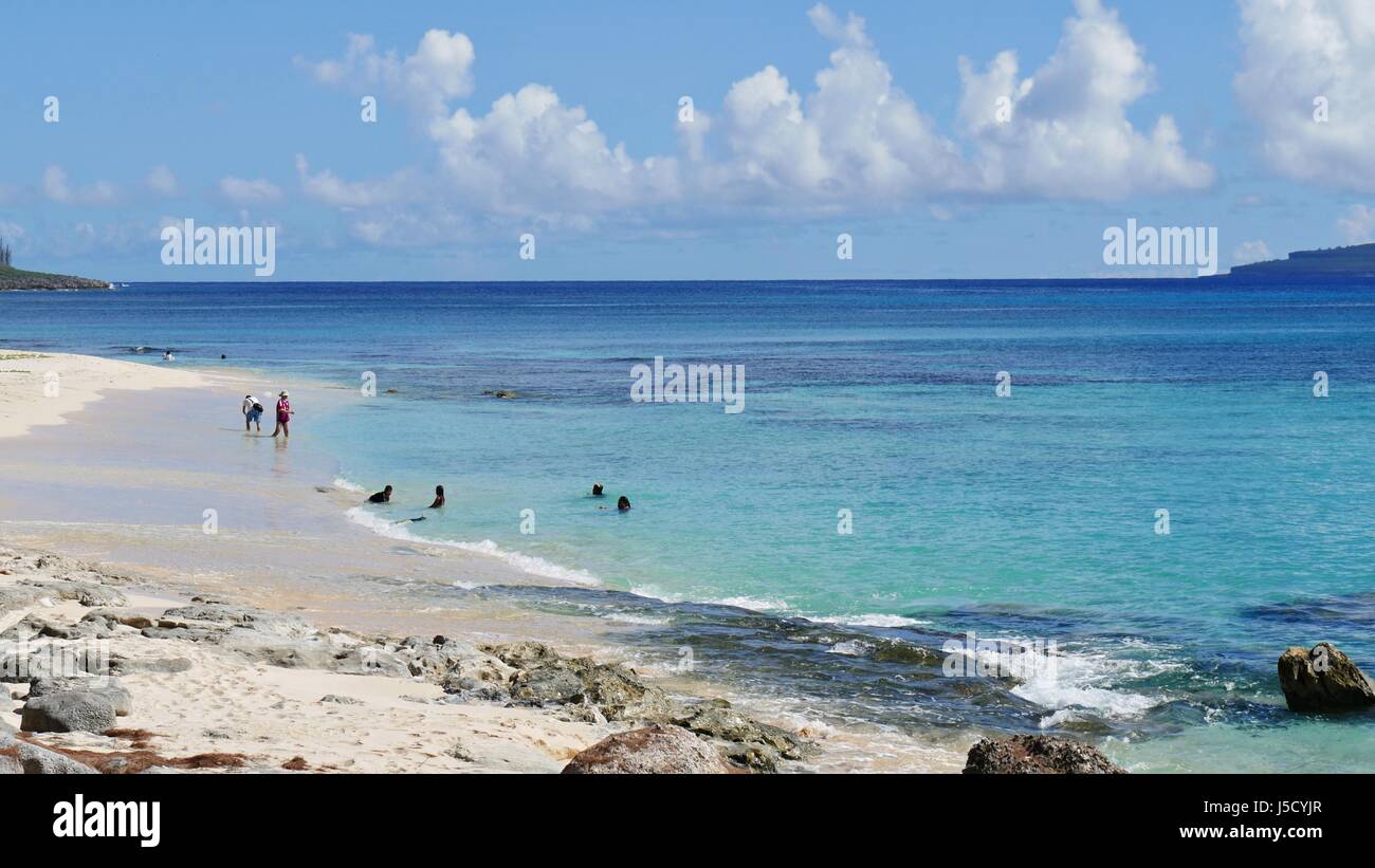 Scenic seascape of Tachogna Beach in the Northern Mariana Islands Stock Photo