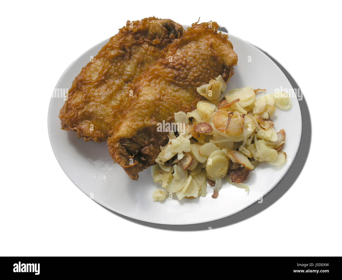 optional plate dainty spicy fastfood fried fish roasted potatoes fish snack Stock Photo