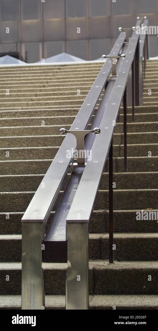 stairs high-grade steel bright shiny railing smooth brake chute slip baluster Stock Photo