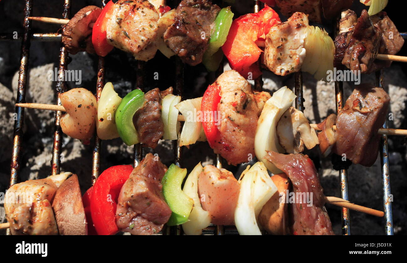 food aliment rust paprika peppers dish meal grill barbecue barbeque heat onions Stock Photo
