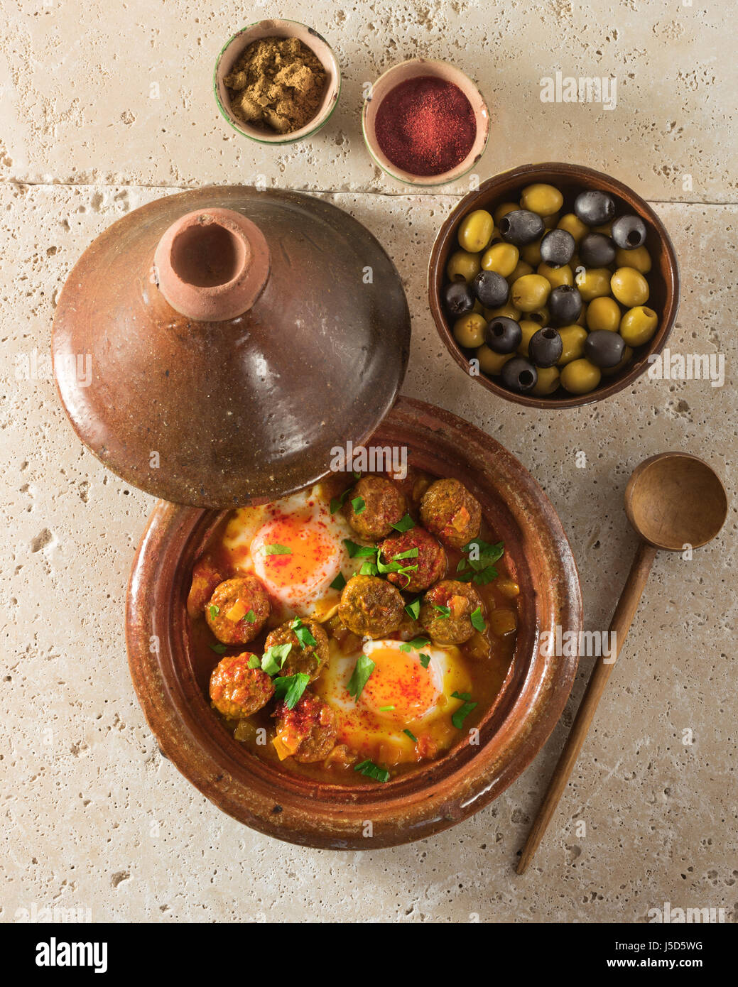 Kefta tagine. Spicy meatballs with eggs. Morocco Food Stock Photo Alamy
