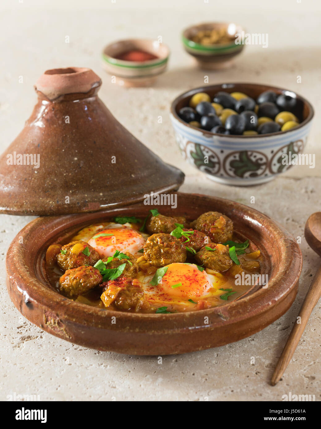 Kefta tagine. Spicy meatballs with eggs. Morocco Food Stock Photo Alamy